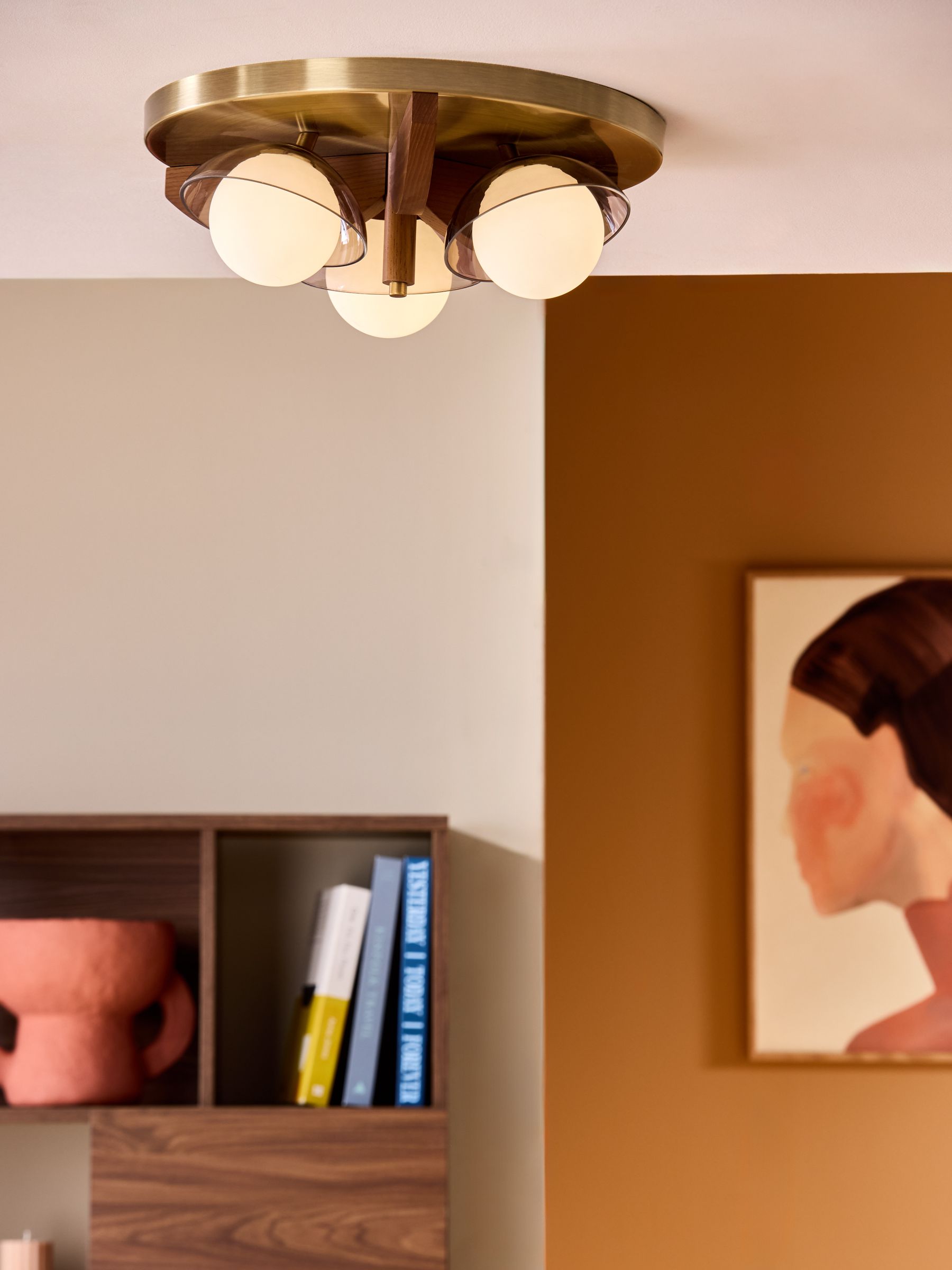 Layla 3 Flush Light in Brown - Image 1 of 5 Layla 3 Flush Light in Brown - Image 1 of 5