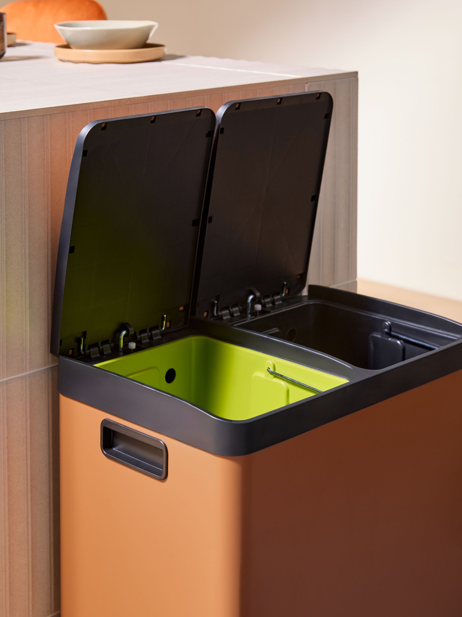 2 Section 60 Litre Recycling and Waste Colter Bin in Terracotta - Image 3 of 4