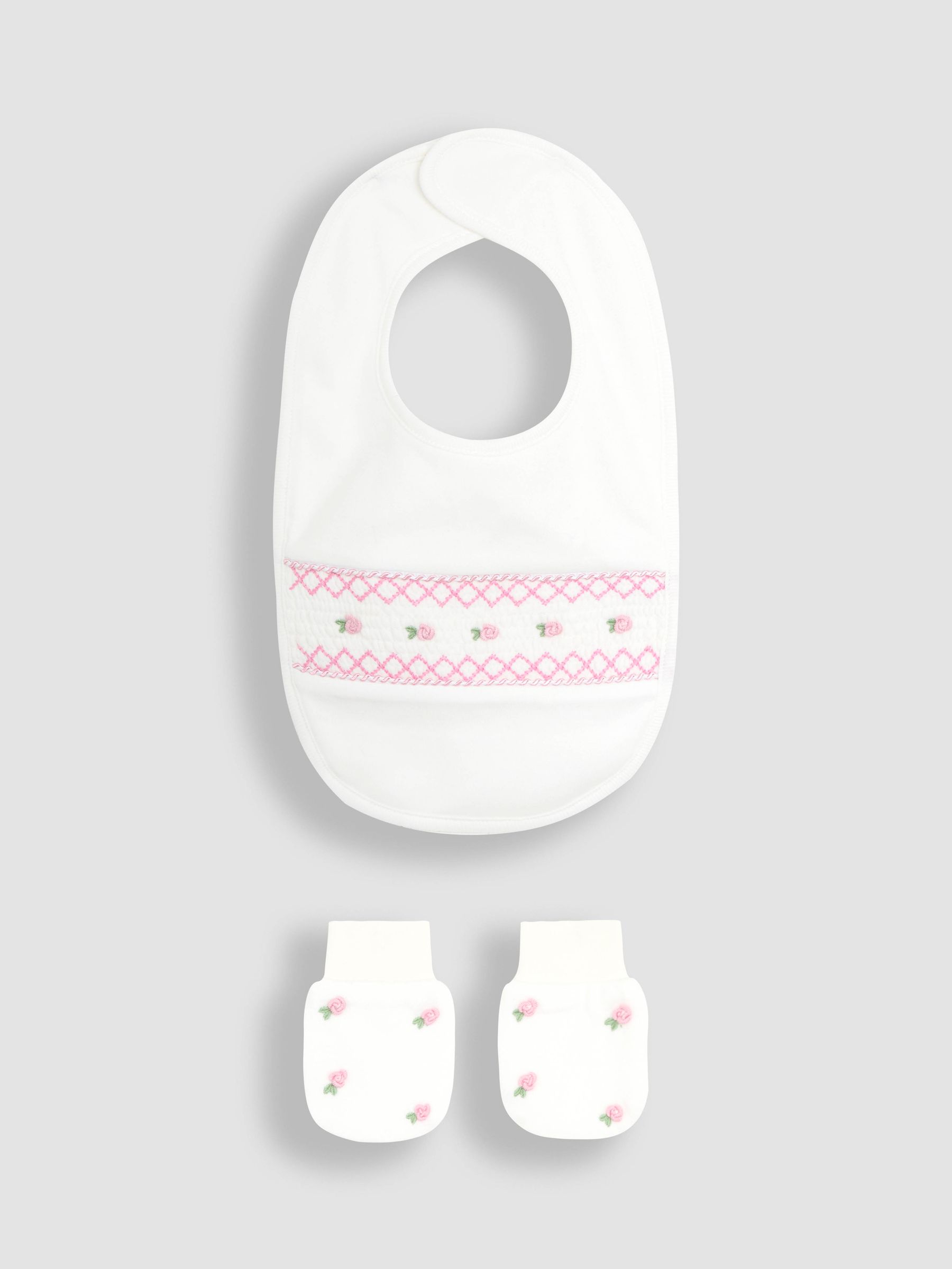 White 100% Cotton Bib Mittens 2 Pack - Image 1 of 3