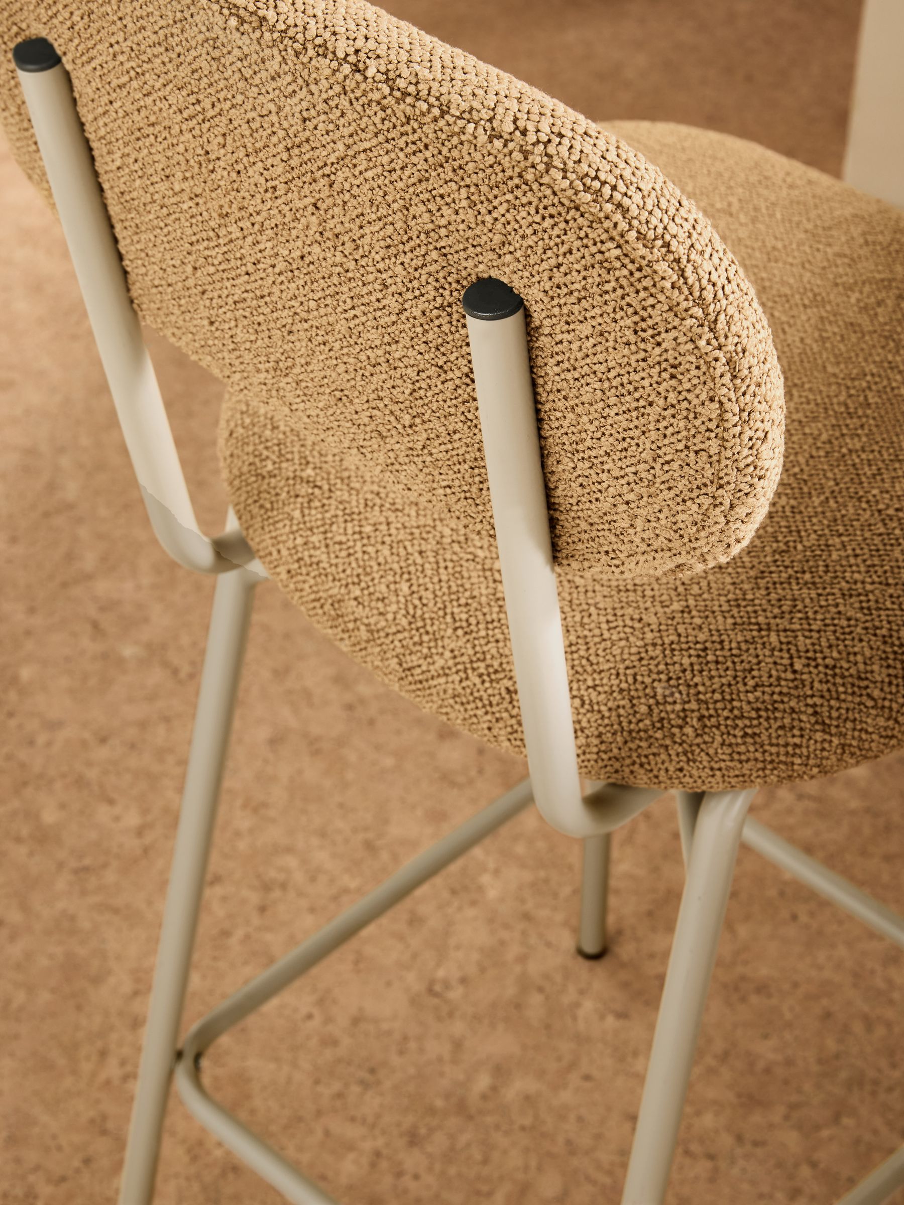 Clemmie Bar Stool in Caramel Pax Boucle and Ecru Legs - Image 2 of 5
