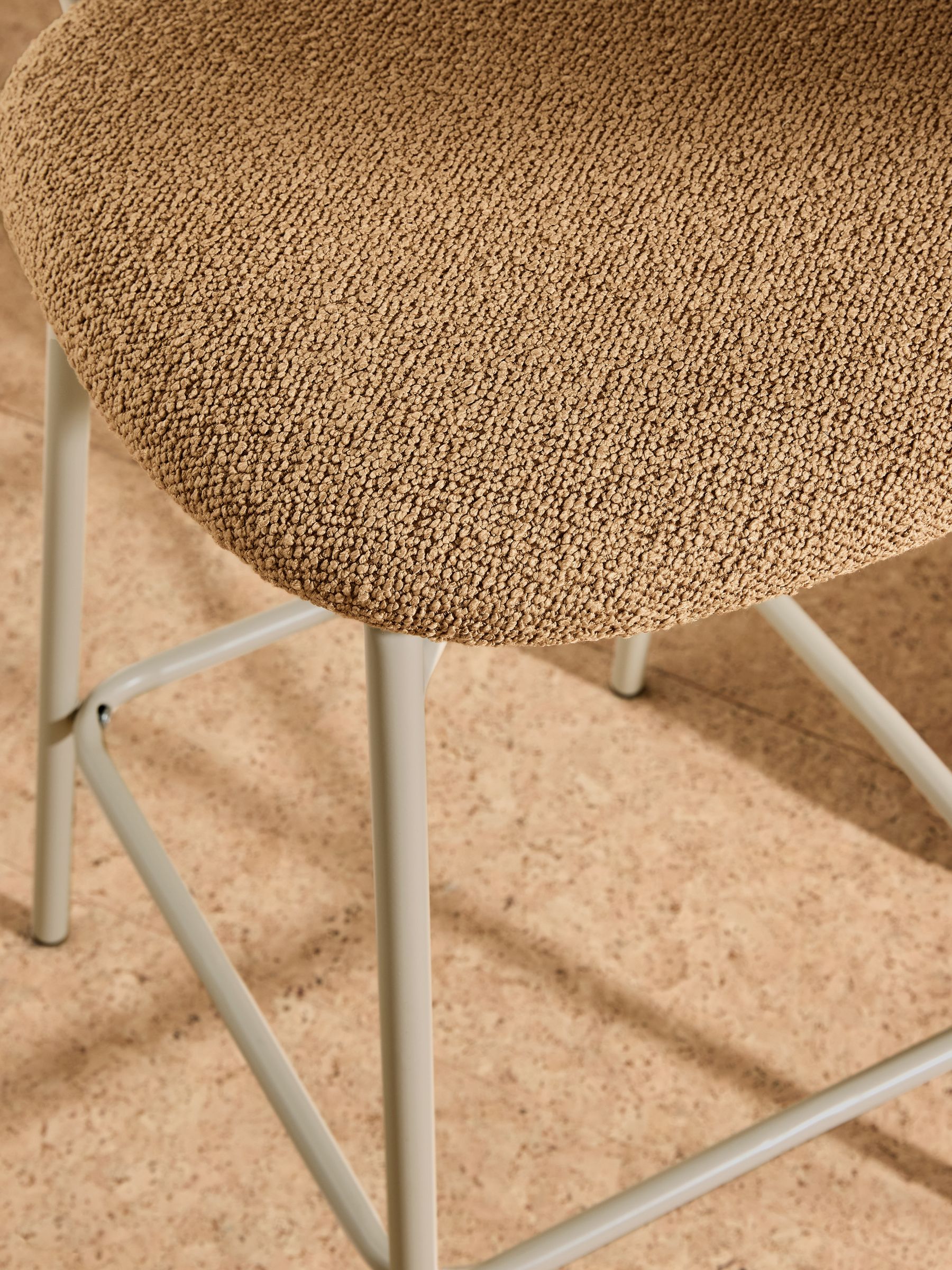 Clemmie Bar Stool in Caramel Pax Boucle and Ecru Legs - Image 3 of 5