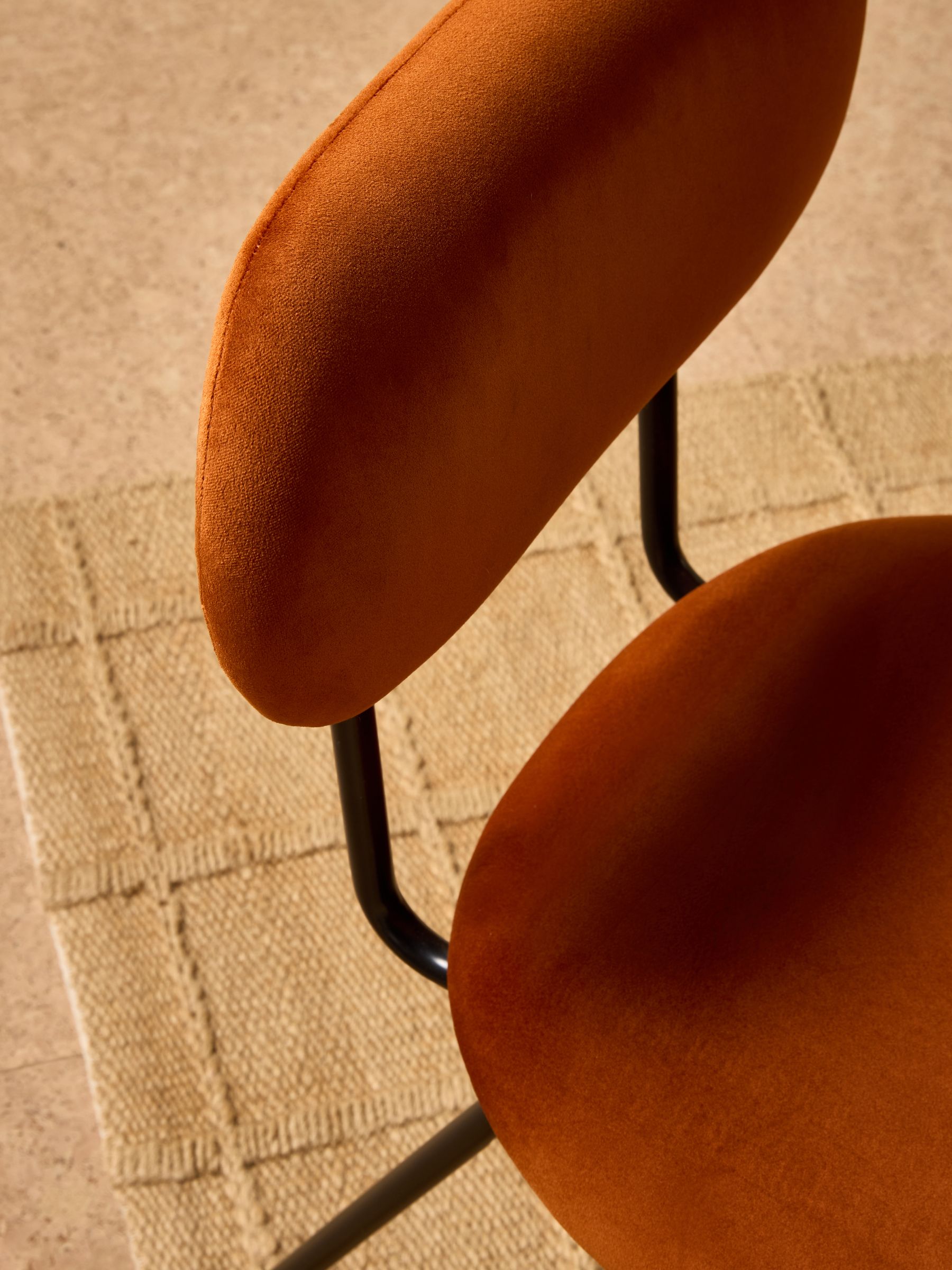 Set of 2 Clemmie Dining Chairs in Cinnamon Velvet and Black Legs - Image 2 of 5