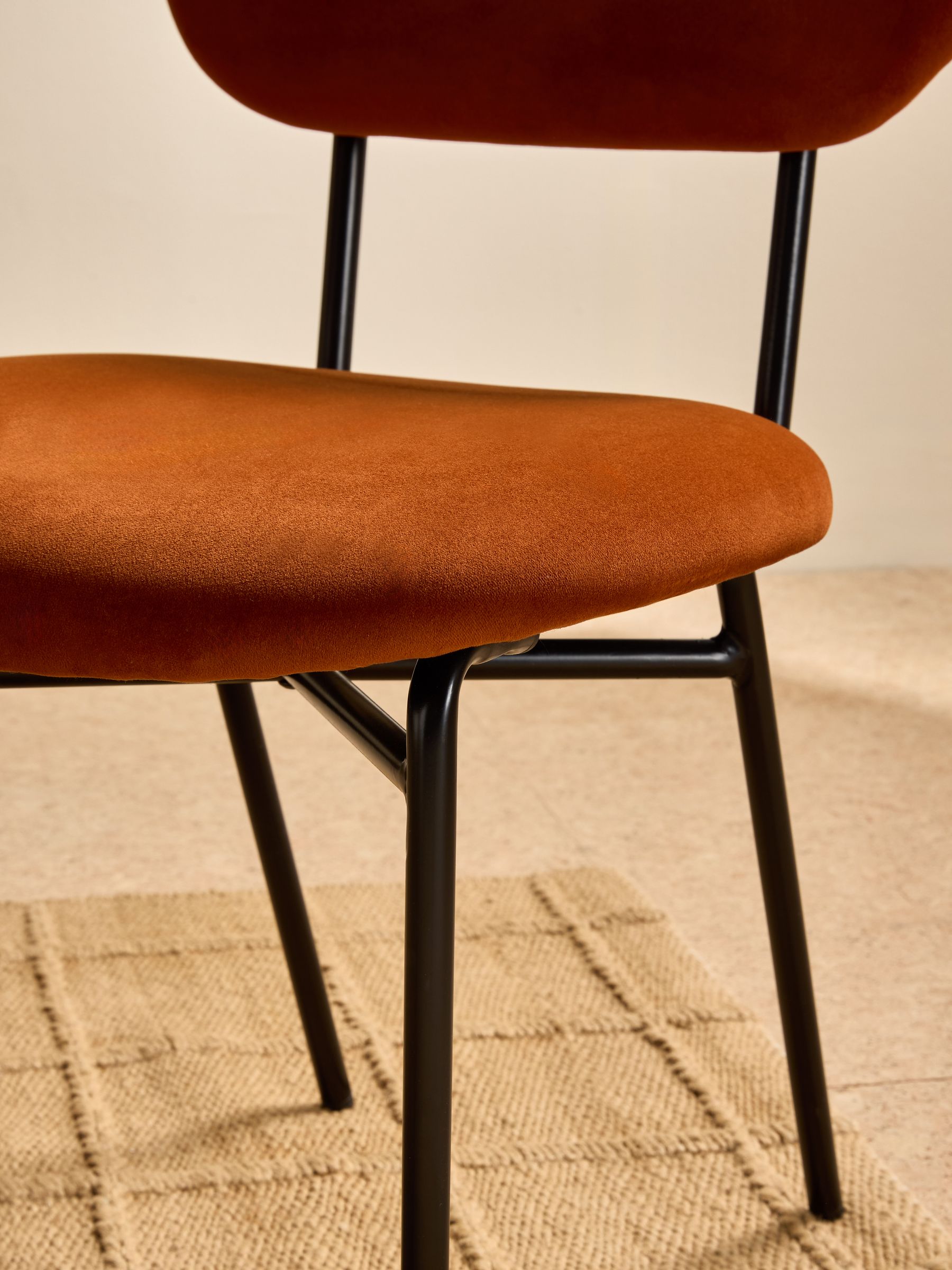 Set of 2 Clemmie Dining Chairs in Cinnamon Velvet and Black Legs - Image 3 of 5