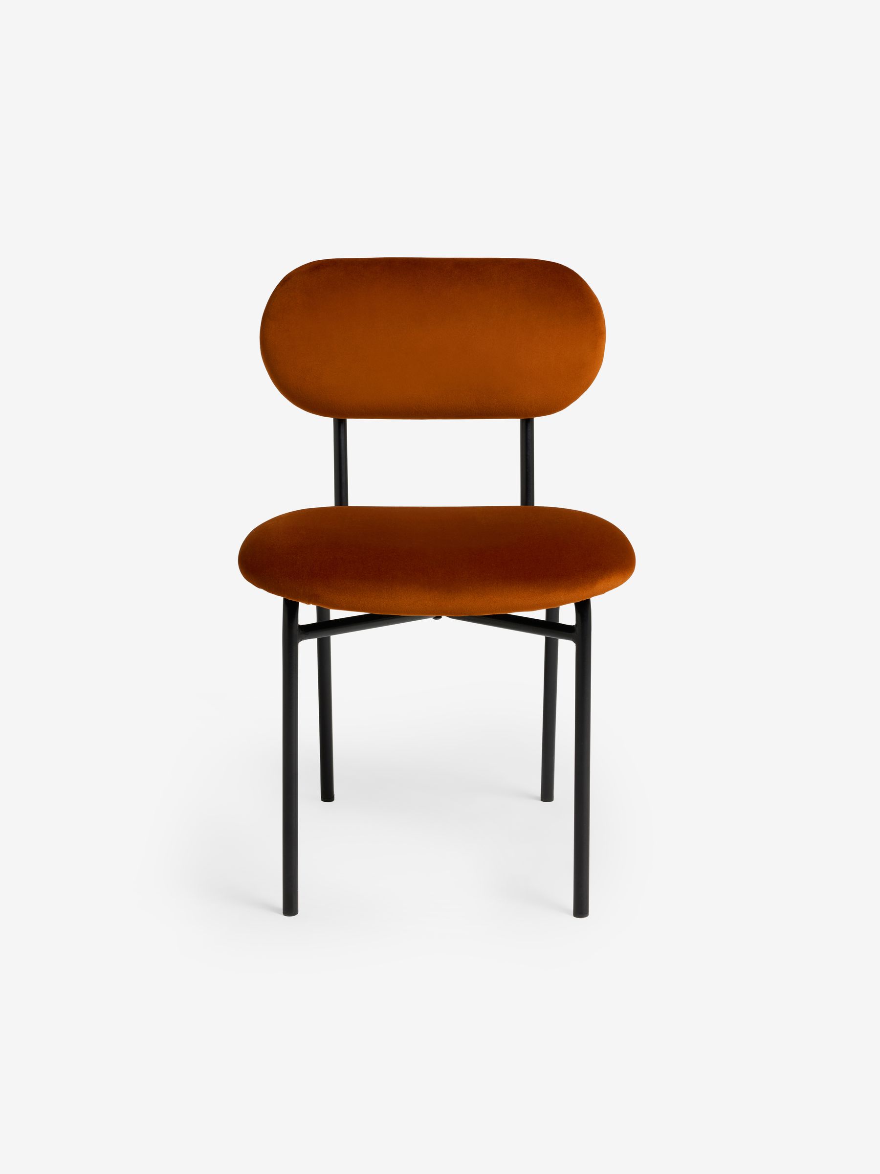 Set of 2 Clemmie Dining Chairs in Cinnamon Velvet and Black Legs - Image 4 of 5