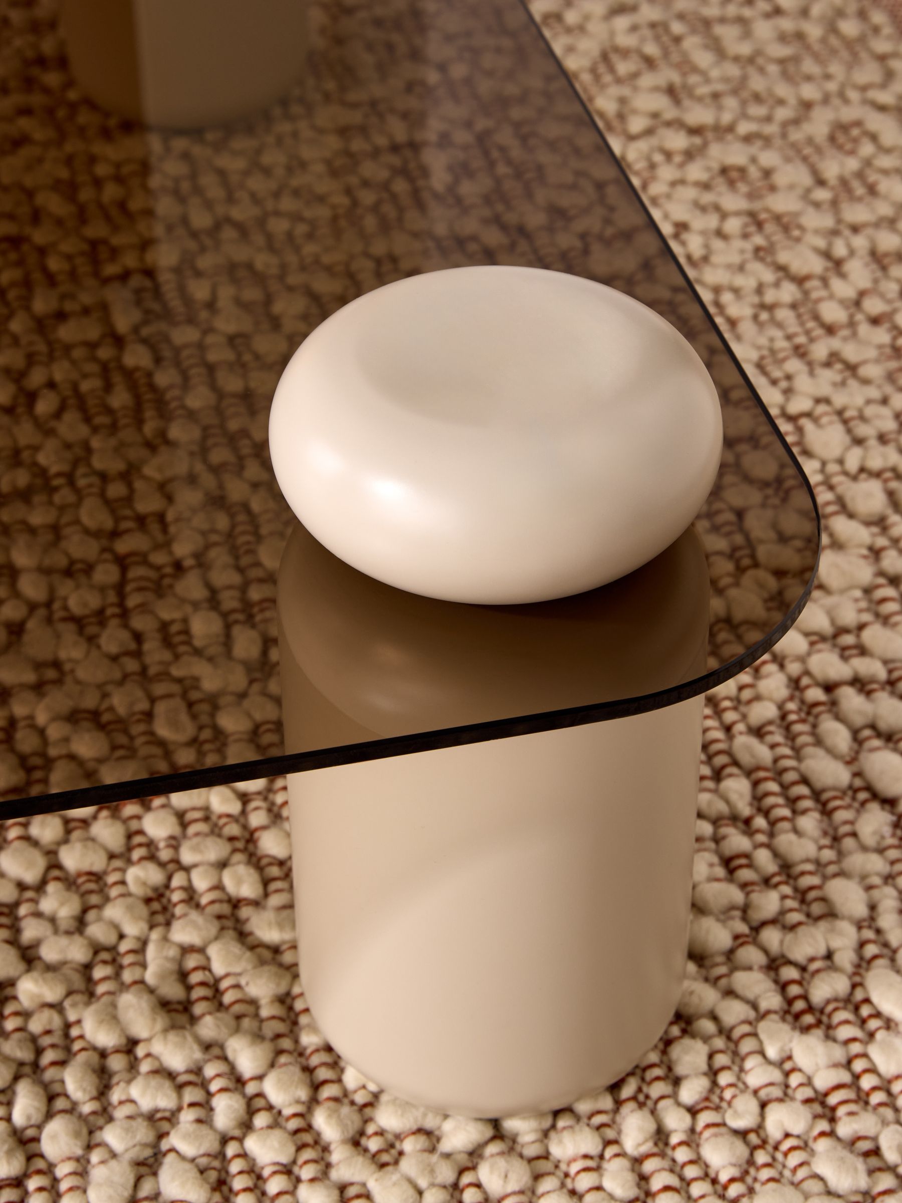 Easton Square Coffee Table in Ecru Marl and Brown Glass - Image 3 of 5