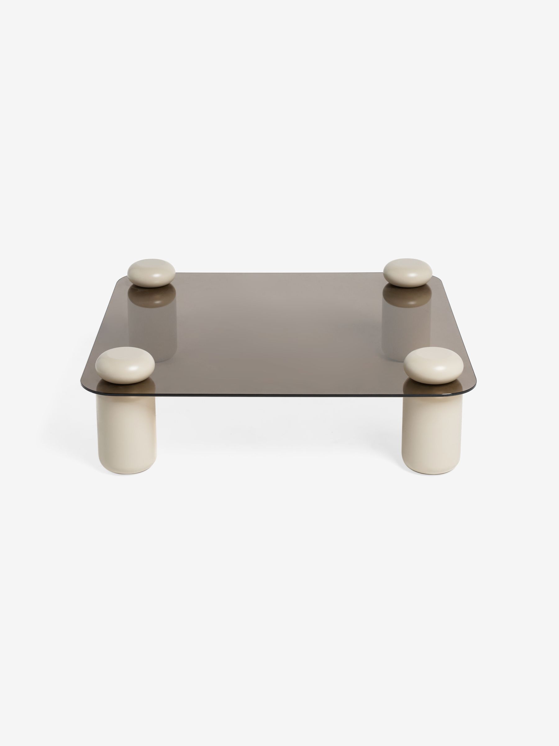 Easton Square Coffee Table in Ecru Marl and Brown Glass - Image 5 of 5