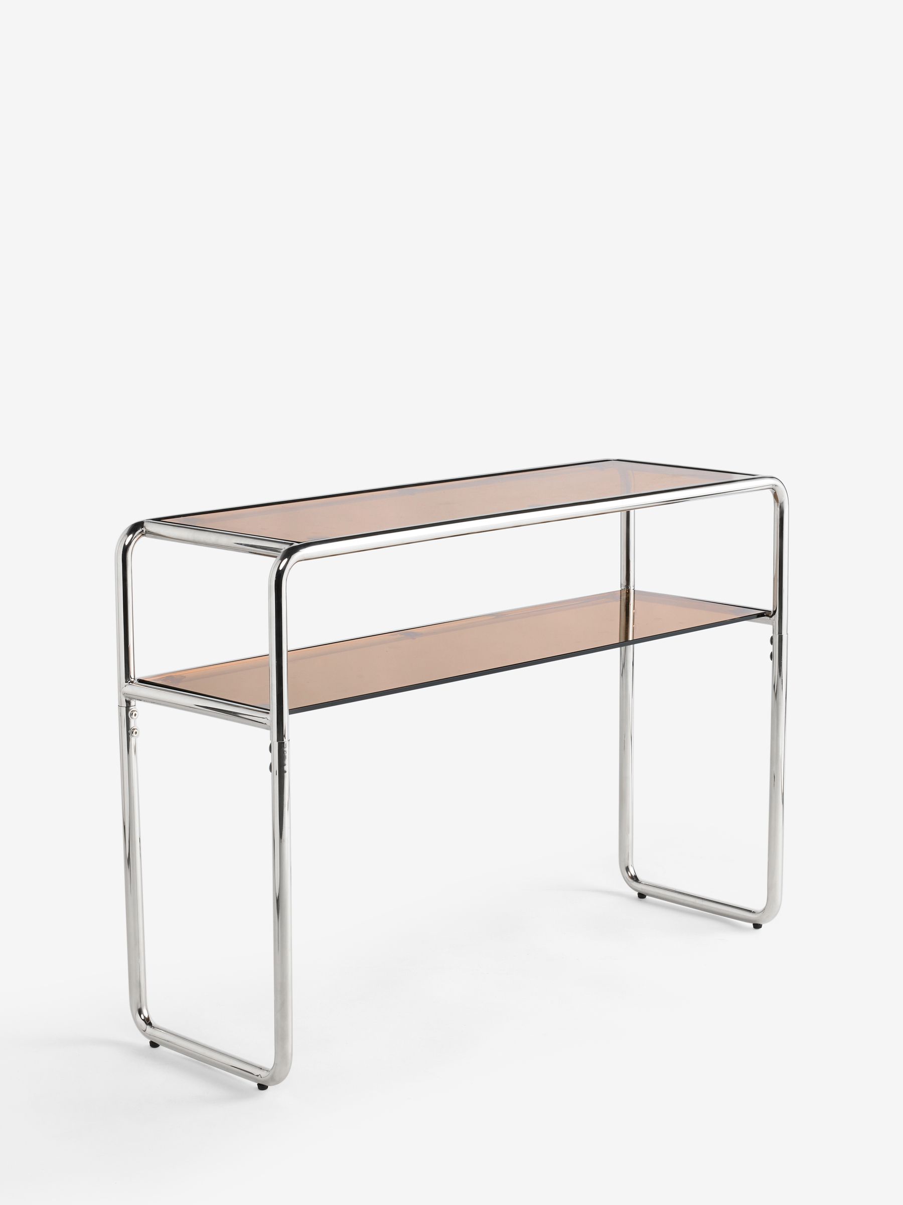 Dunston Console Table in Amber Glass and Chrome - Image 1 of 2