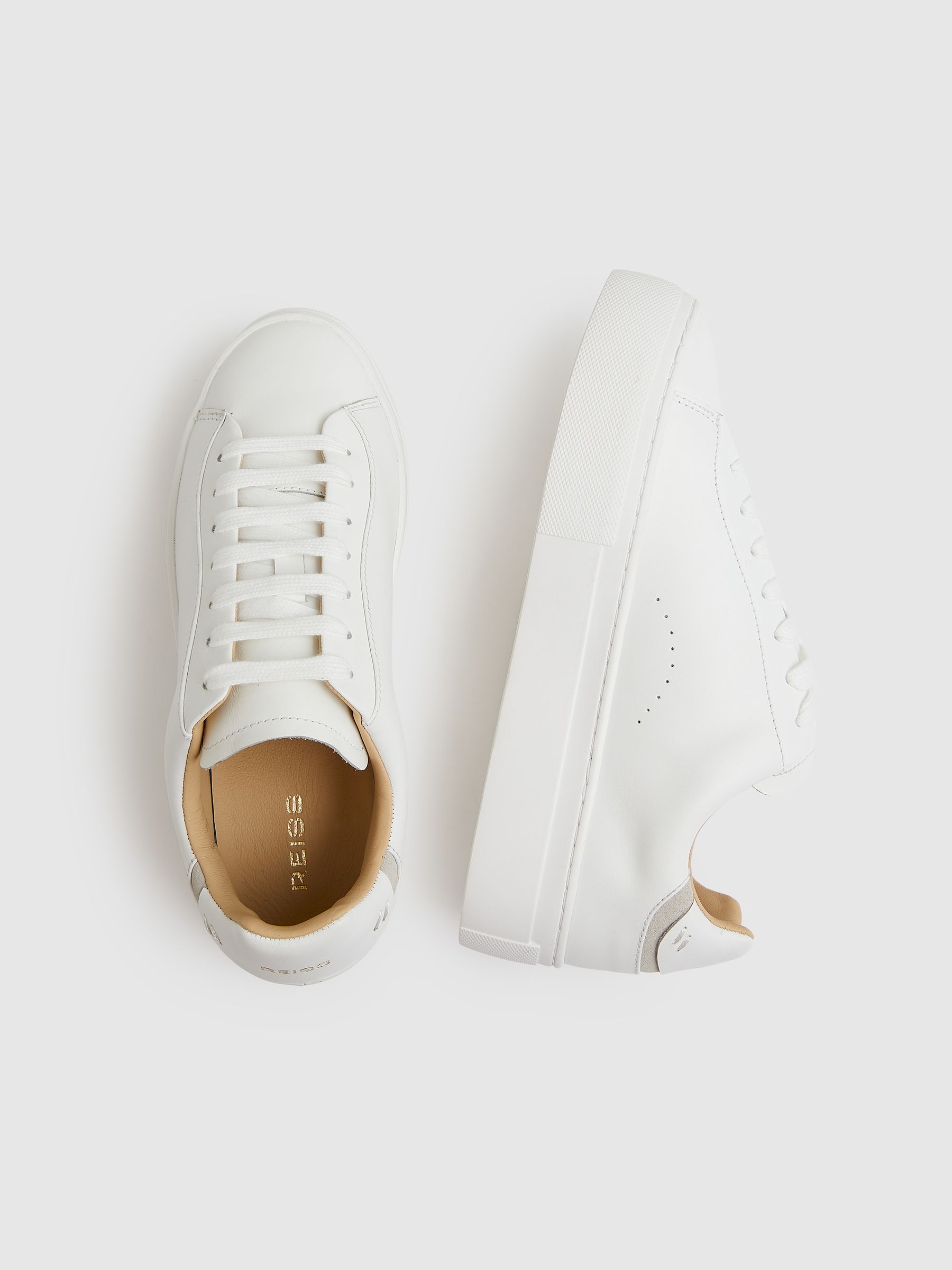 Leather Low-Top Trainers in White - Image 3 of 5