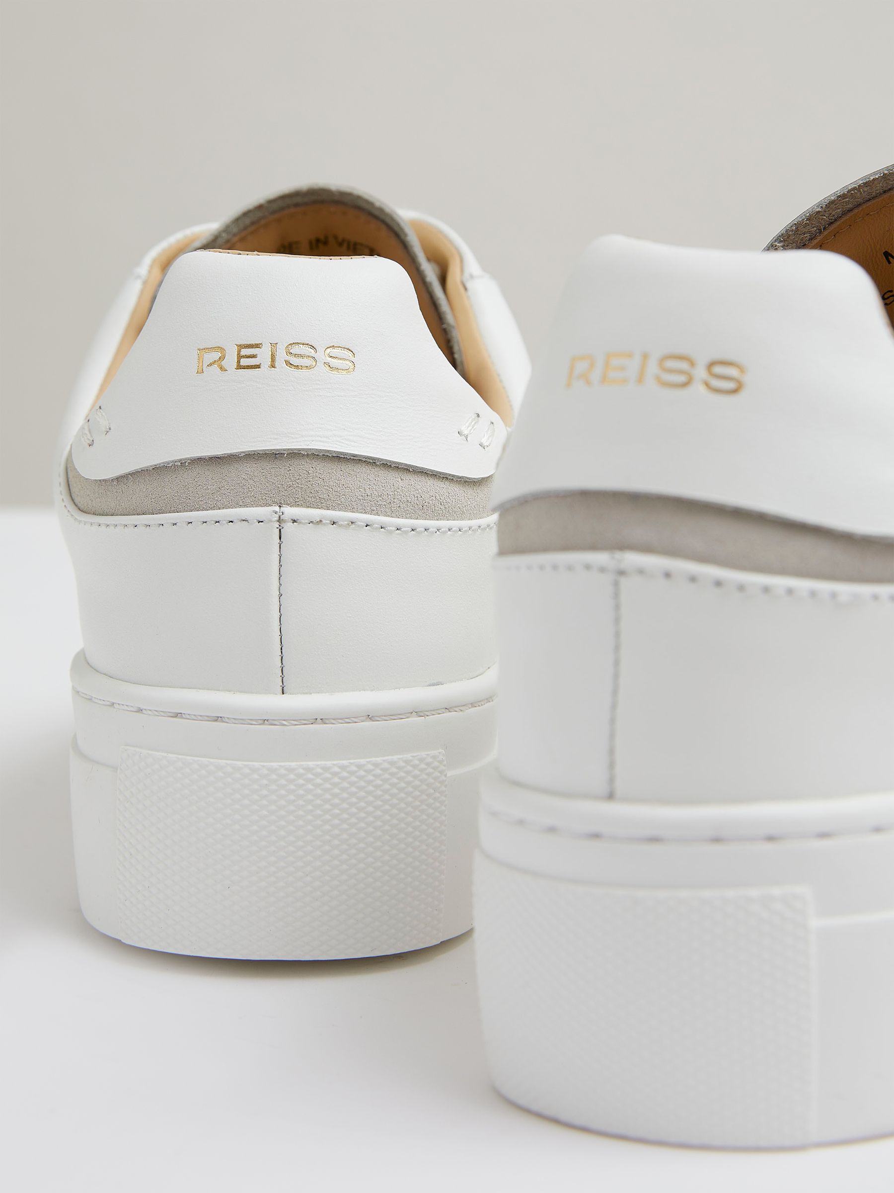 Leather Low-Top Trainers in White - Image 4 of 5