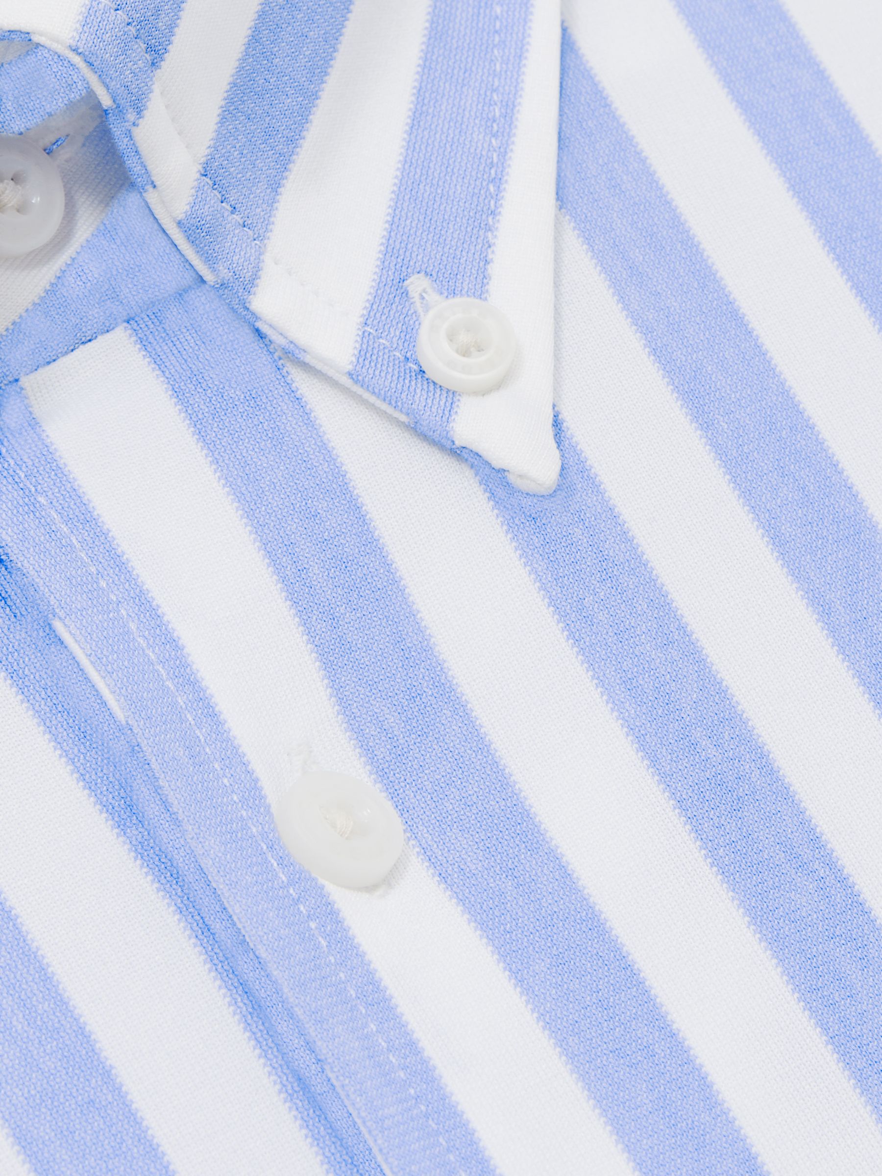 Striped Jersey Button-Down Shirt With Cotton in Pale Blue Stripe - Image 7 of 7