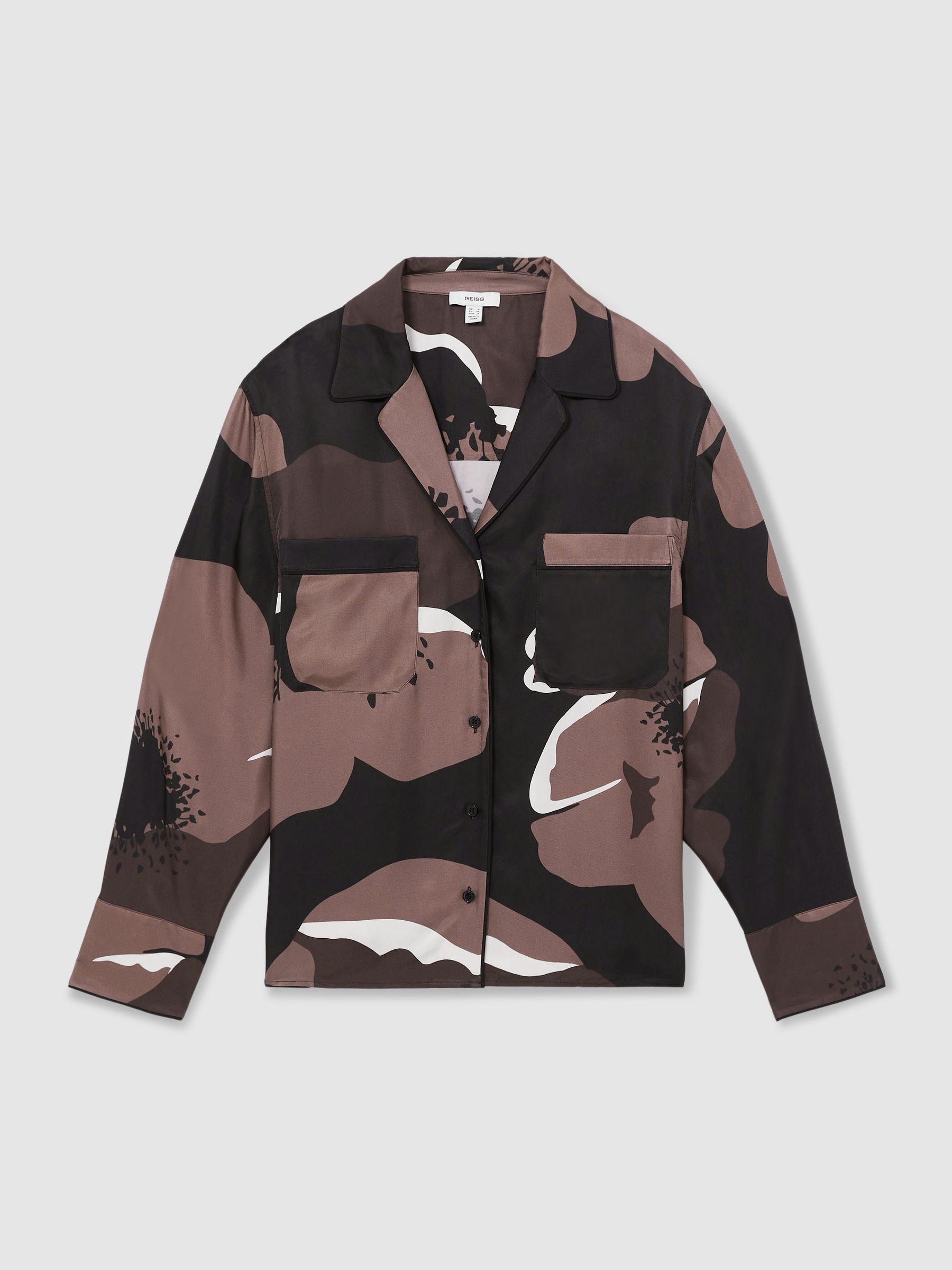 Floral-Print Long-Sleeve Shirt in Black/Brown - Image 2 of 6