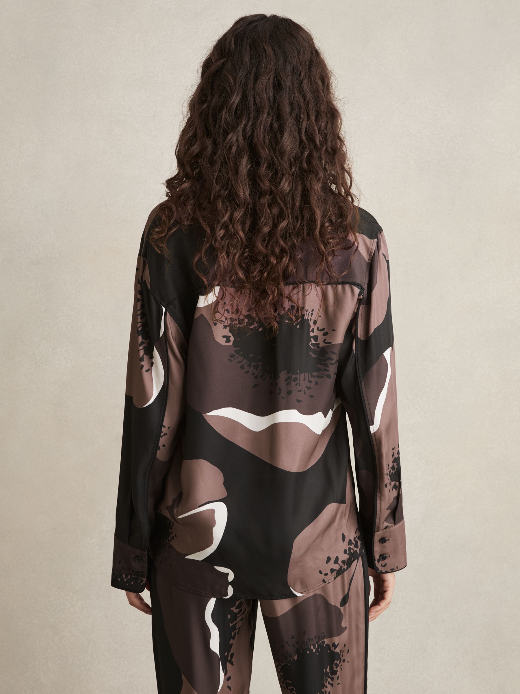 Floral-Print Long-Sleeve Shirt in Black/Brown - image 5