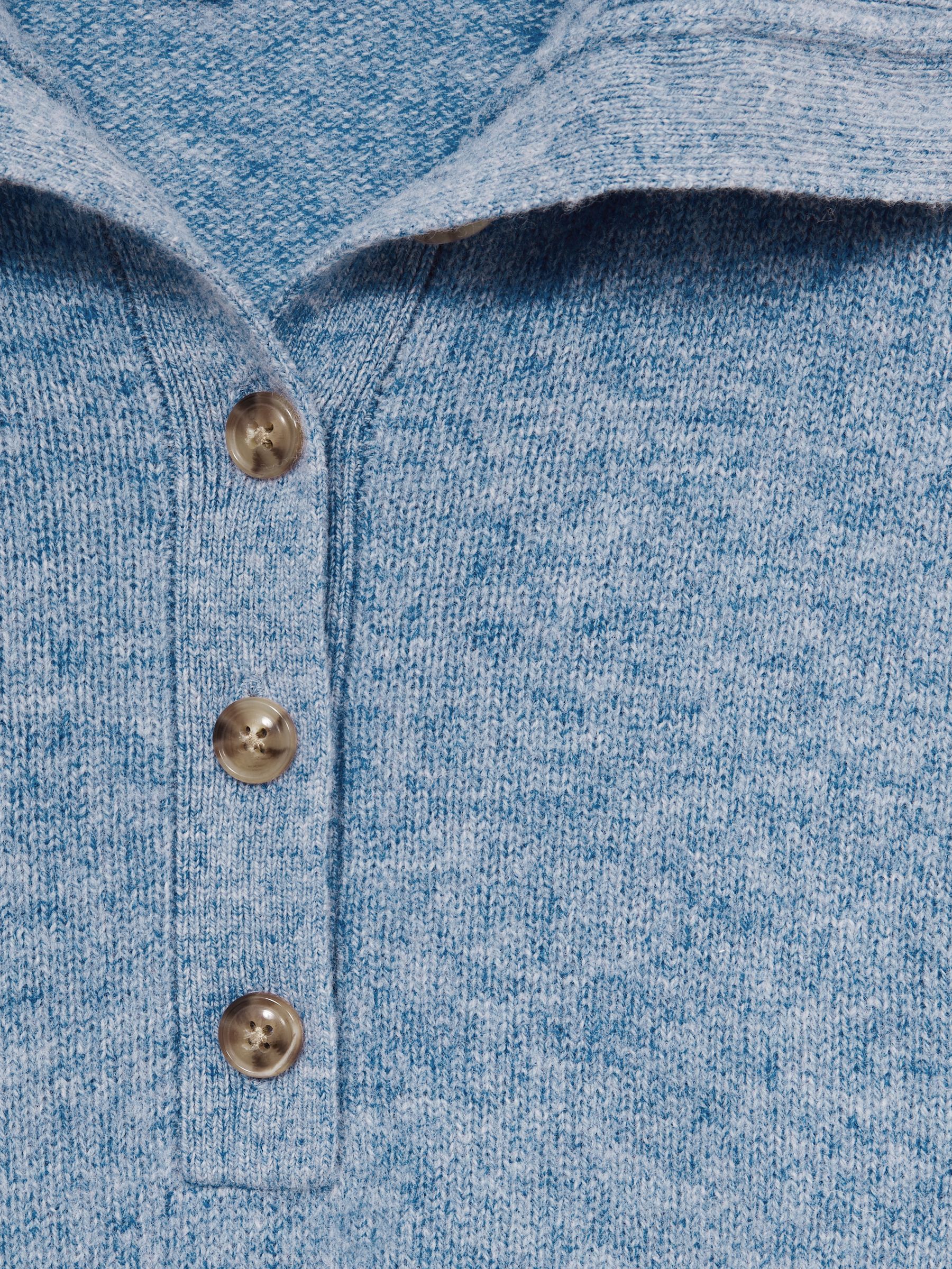 Wool-Cashmere Open-Neck Jumper in Blue - Image 7 of 7
