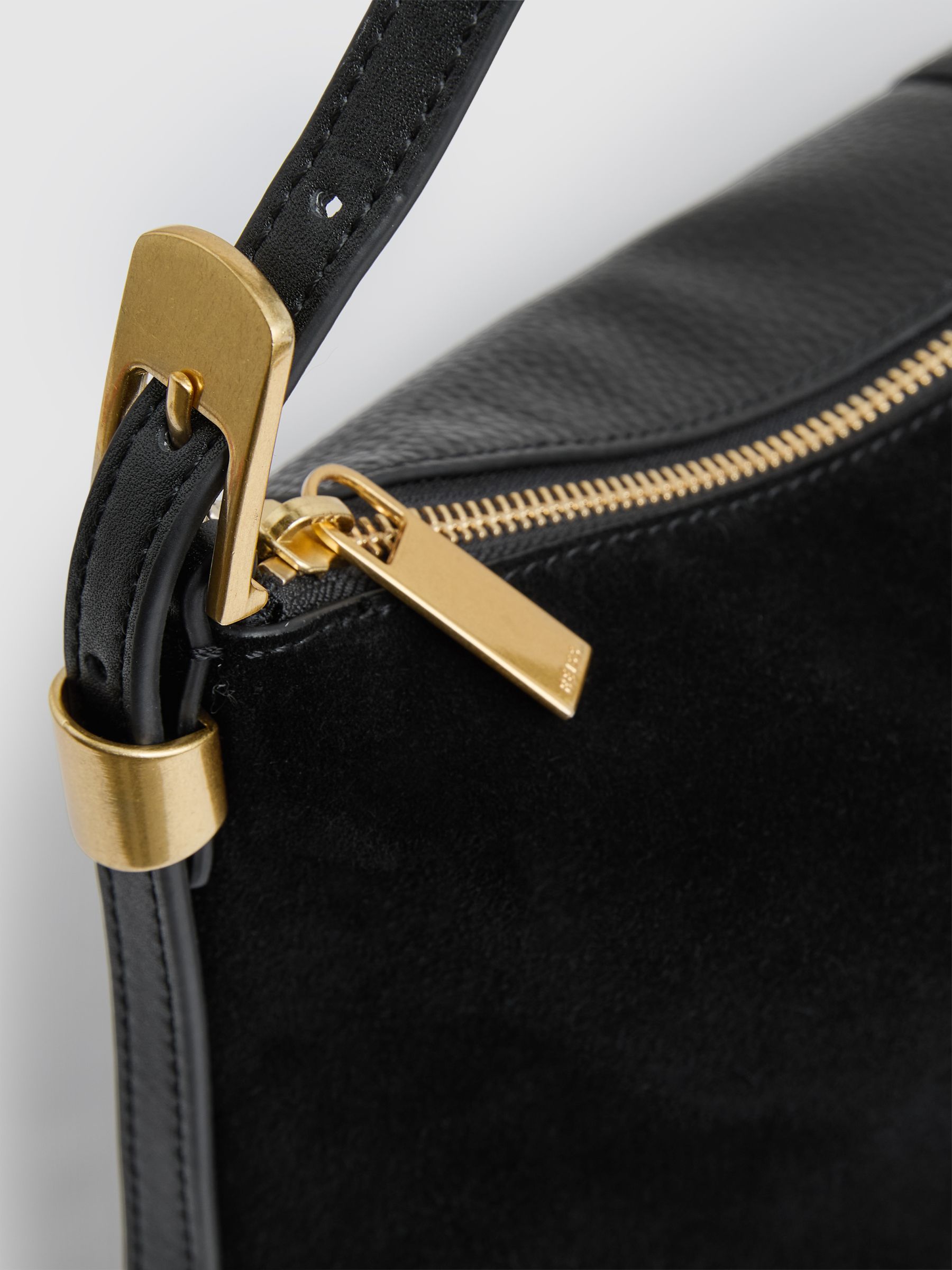 Suede And Leather Shoulder Bag in Black - Image 6 of 6