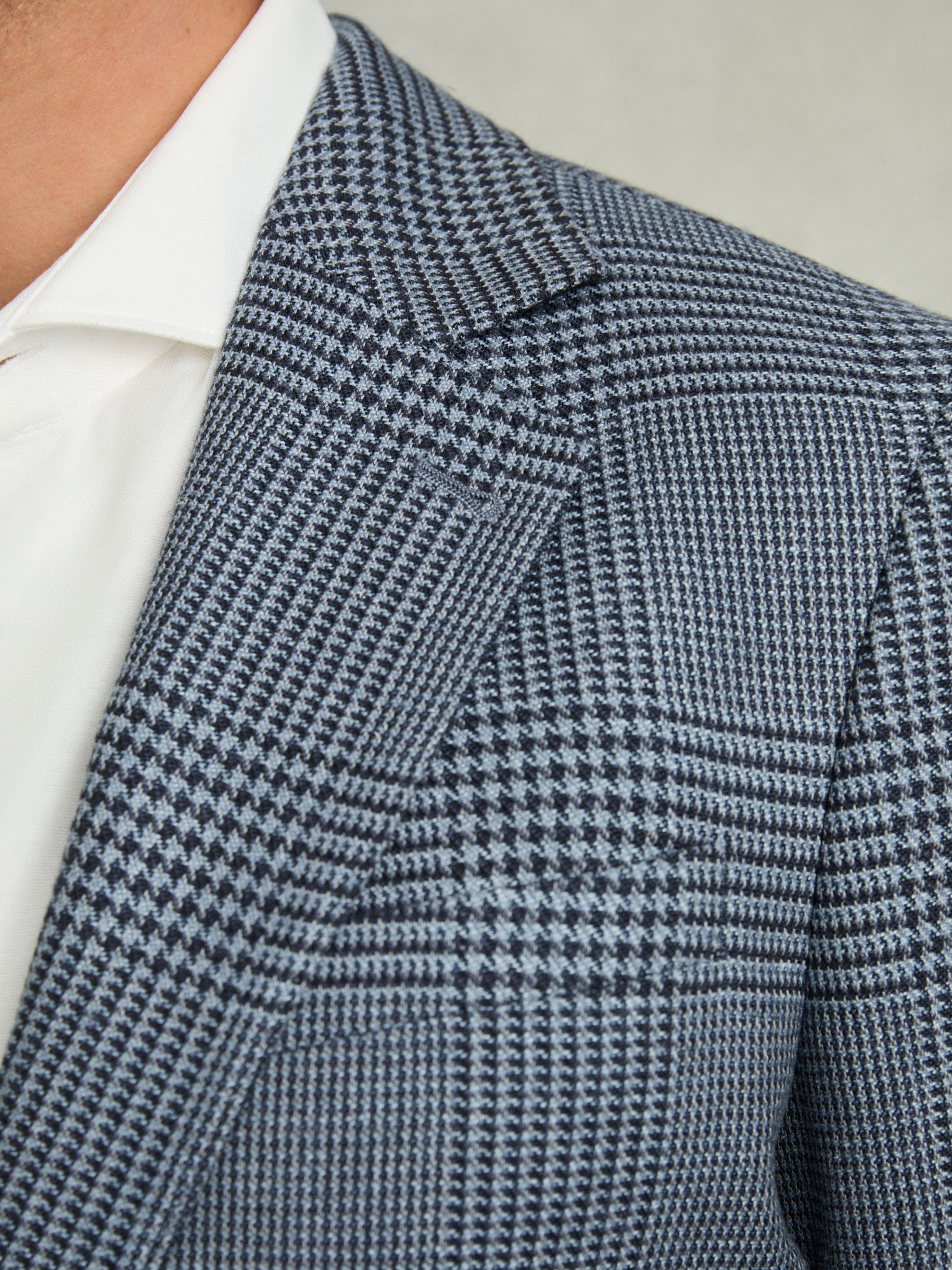 Regular-Fit Single-Breasted Check Blazer in Blue - Image 5 of 8