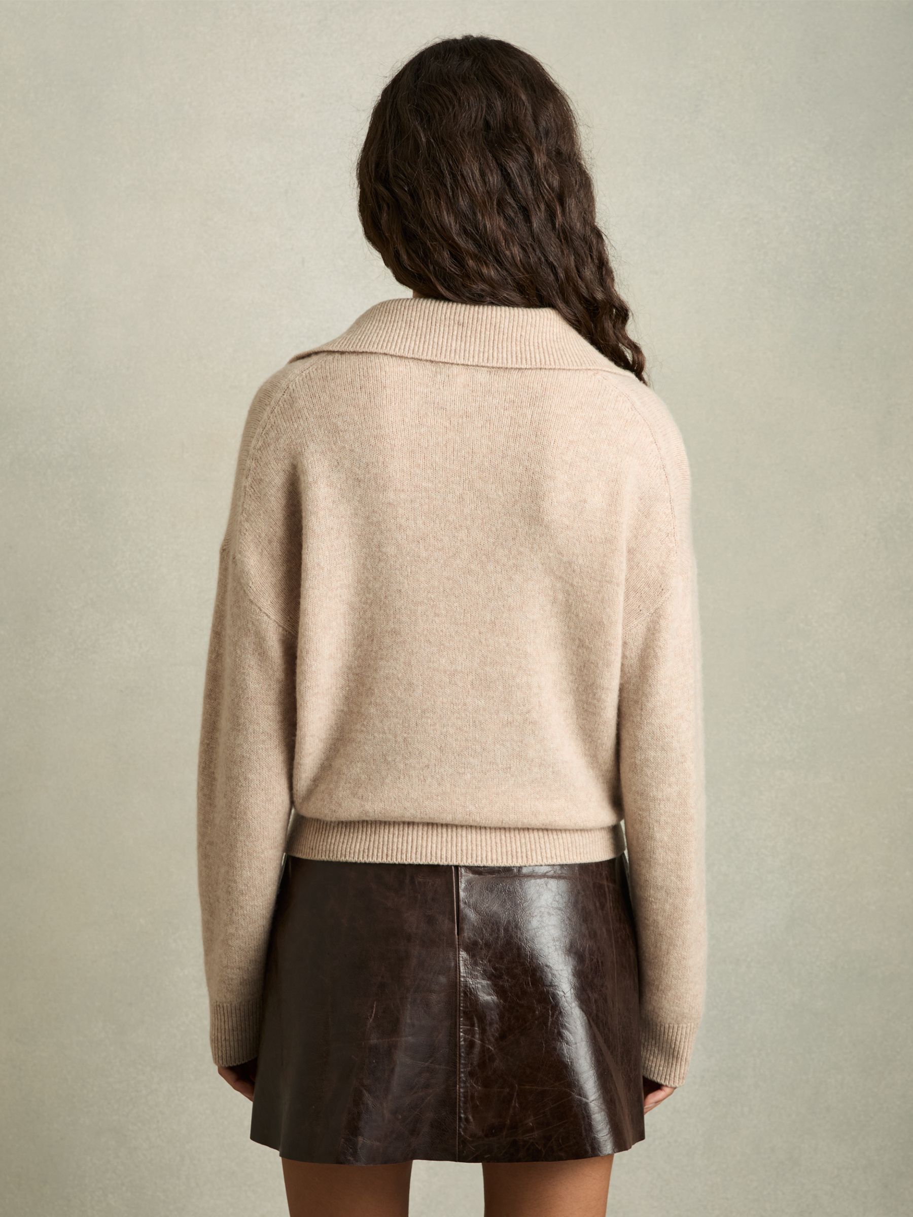 Wool-Cashmere Open-Neck Jumper in Neutral - Image 5 of 6