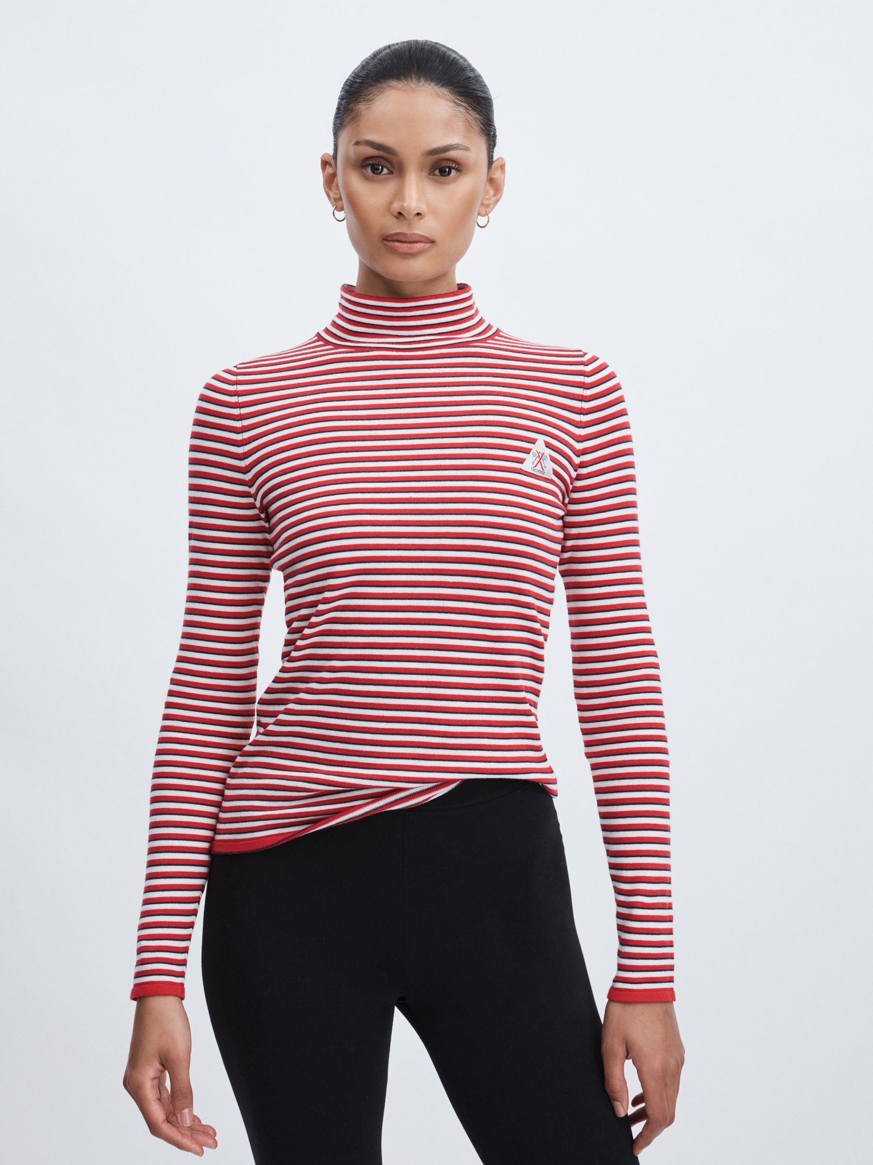 The Upside Organic-Cotton Striped Knit Top in Red Stripe - Image 1 of 6