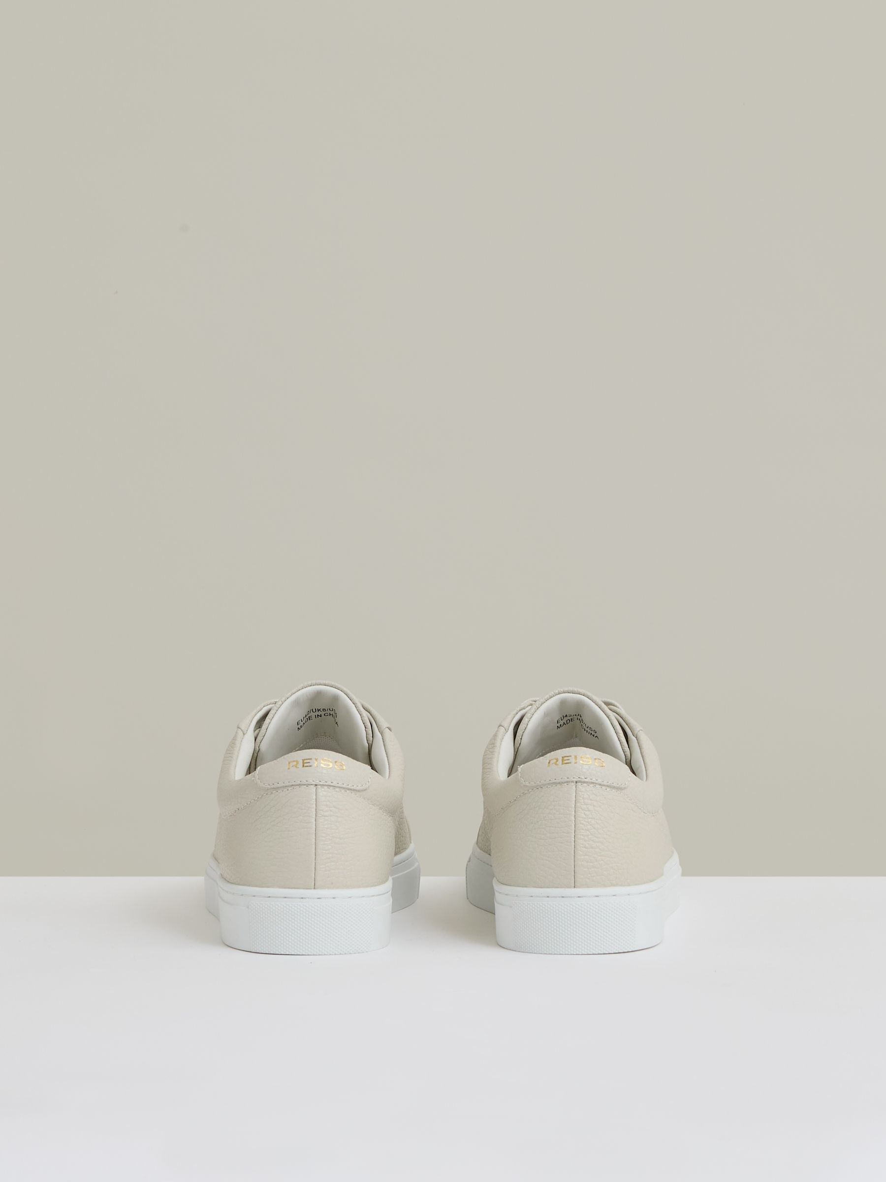 Tumbled Leather Trainers in Off White - Image 3 of 5