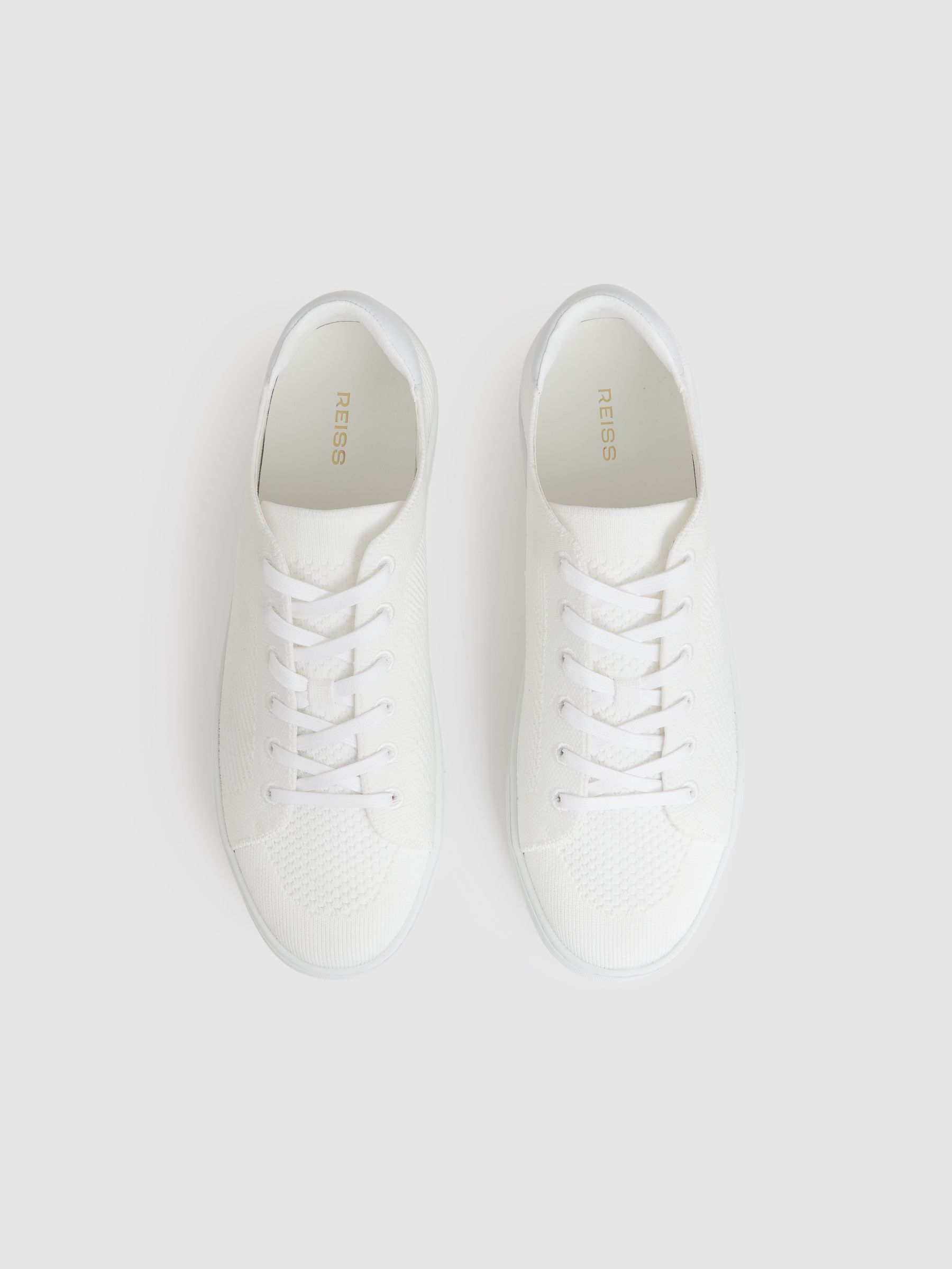 Knitted Low Top Trainers in White - Image 3 of 5