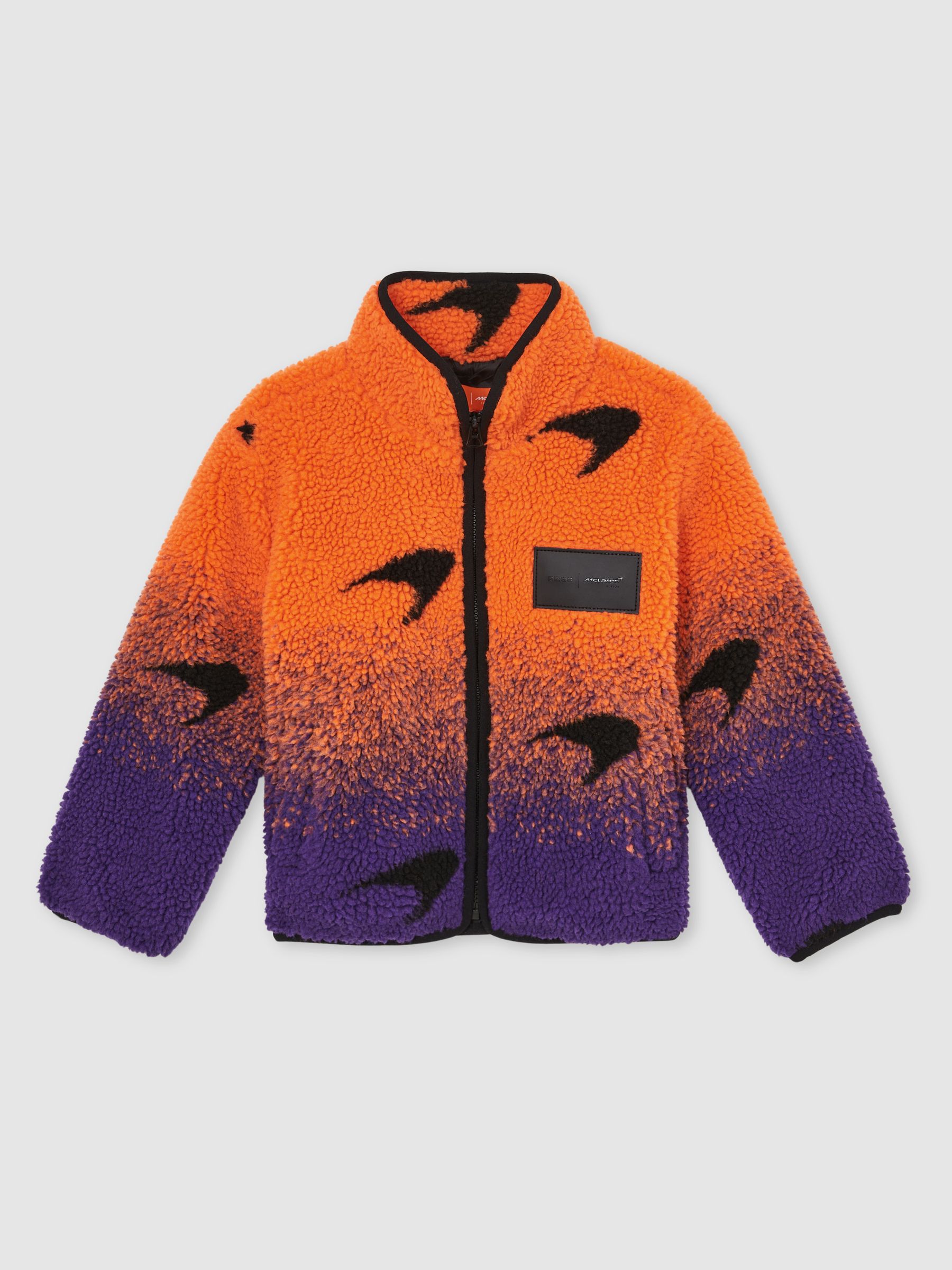 3-9 yrs Unisex Fit McLaren F1 Team Ombré Fleece Jacket in Papaya Orange/Purple - Image 2 of 8
