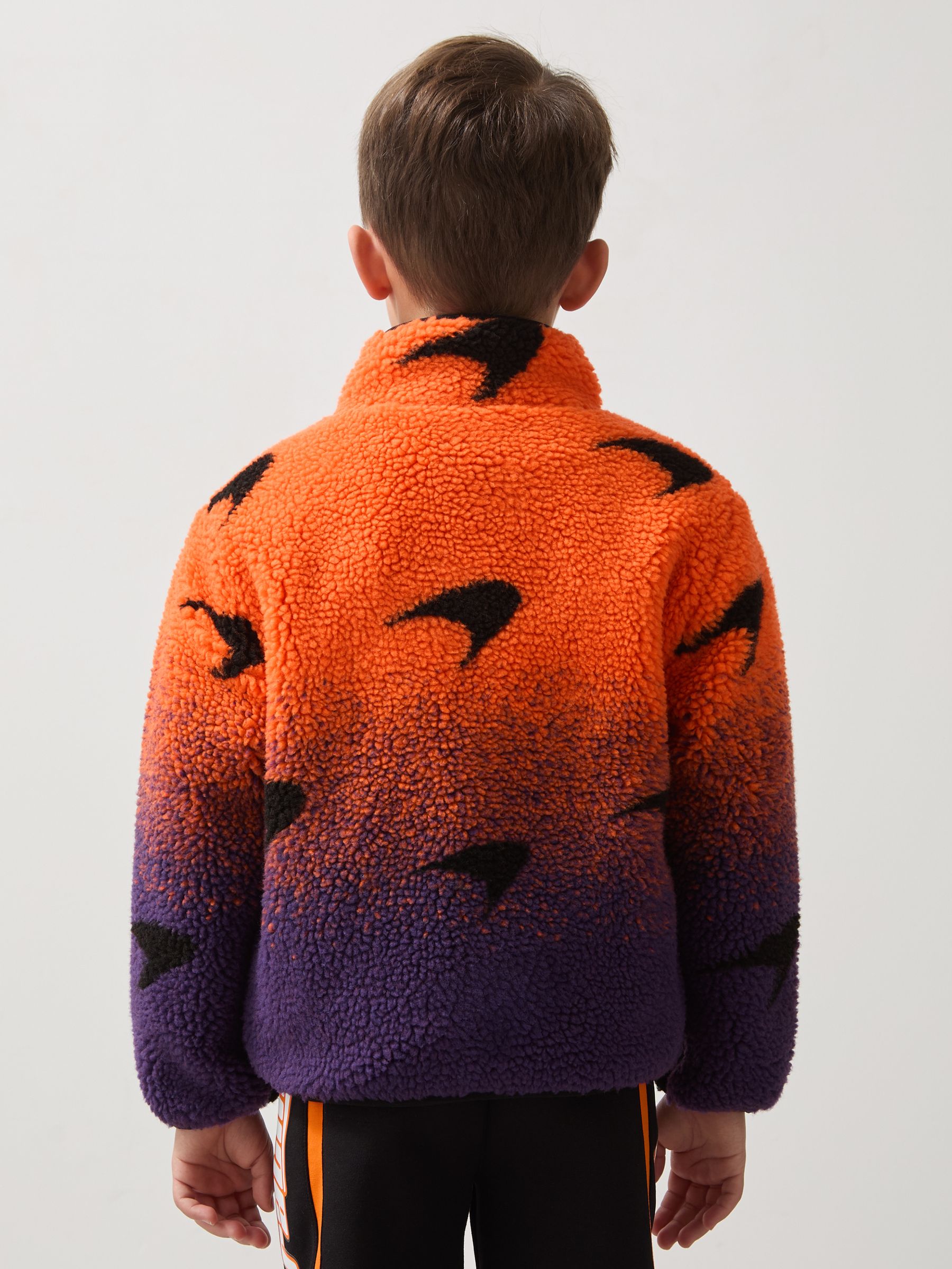 3-9 yrs Unisex Fit McLaren F1 Team Ombré Fleece Jacket in Papaya Orange/Purple - Image 6 of 8
