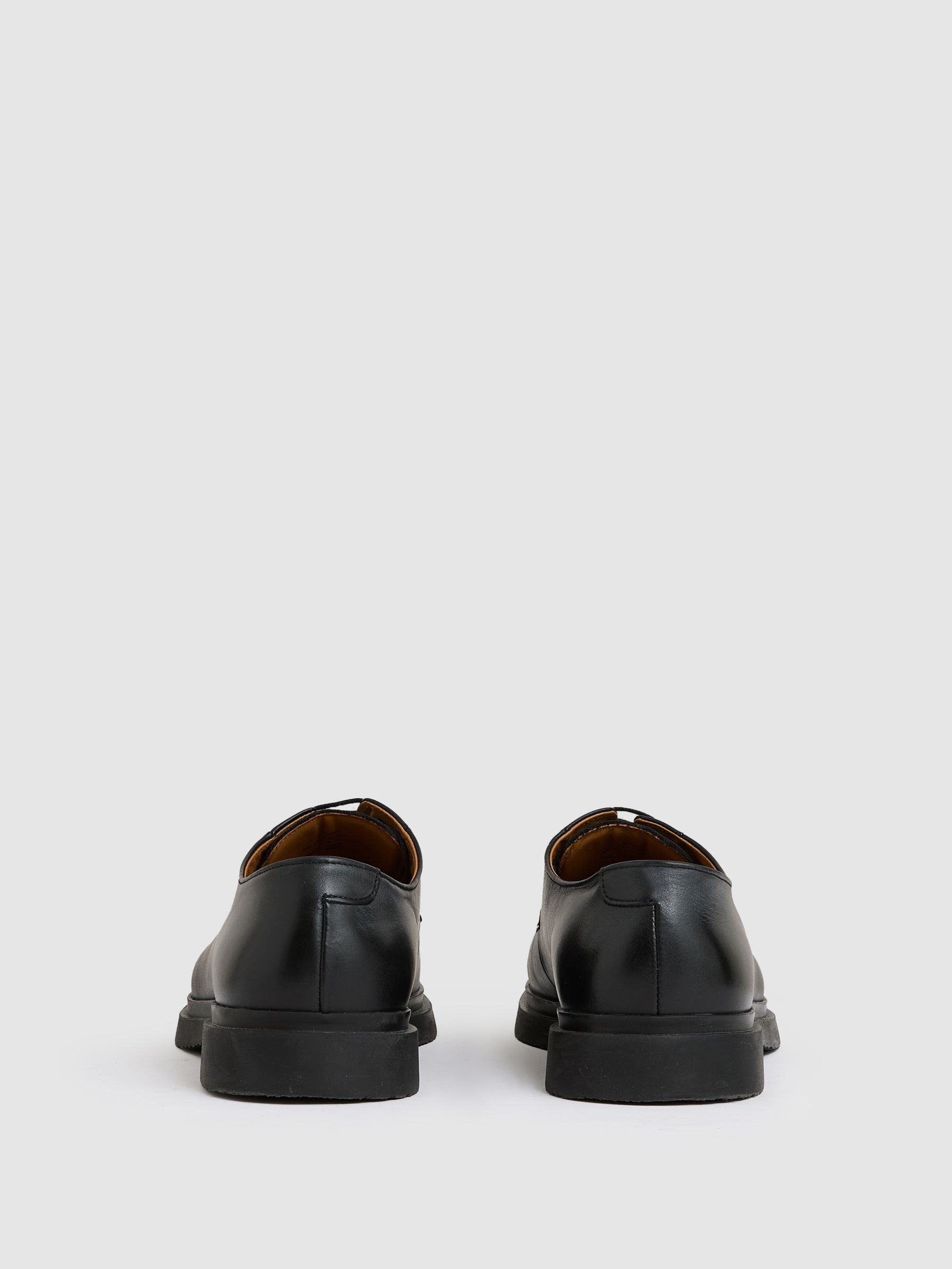 Leather Lace-Up Derby Shoes in Black - image 4