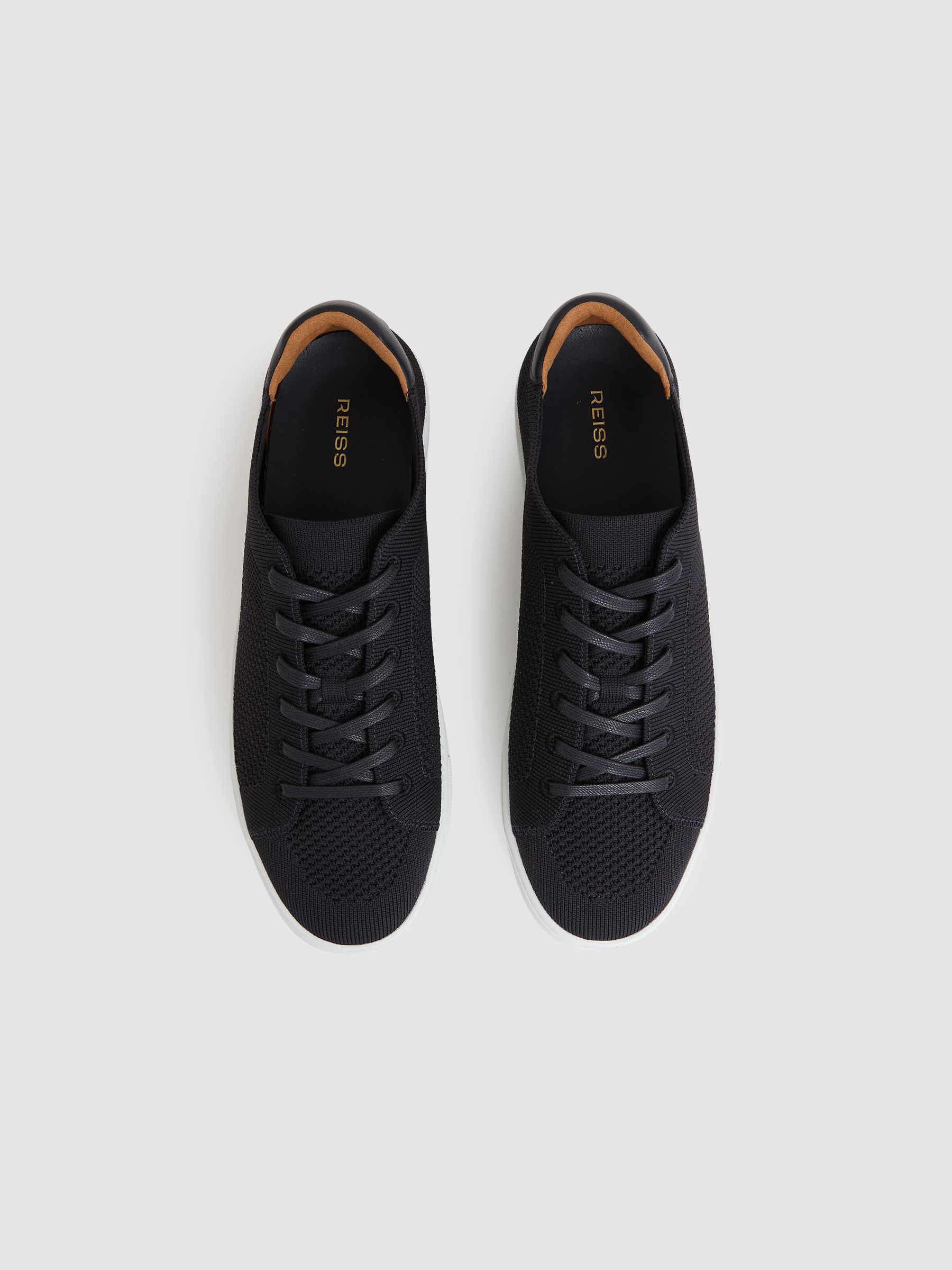 Knitted Low Top Trainers in Navy - Image 3 of 5