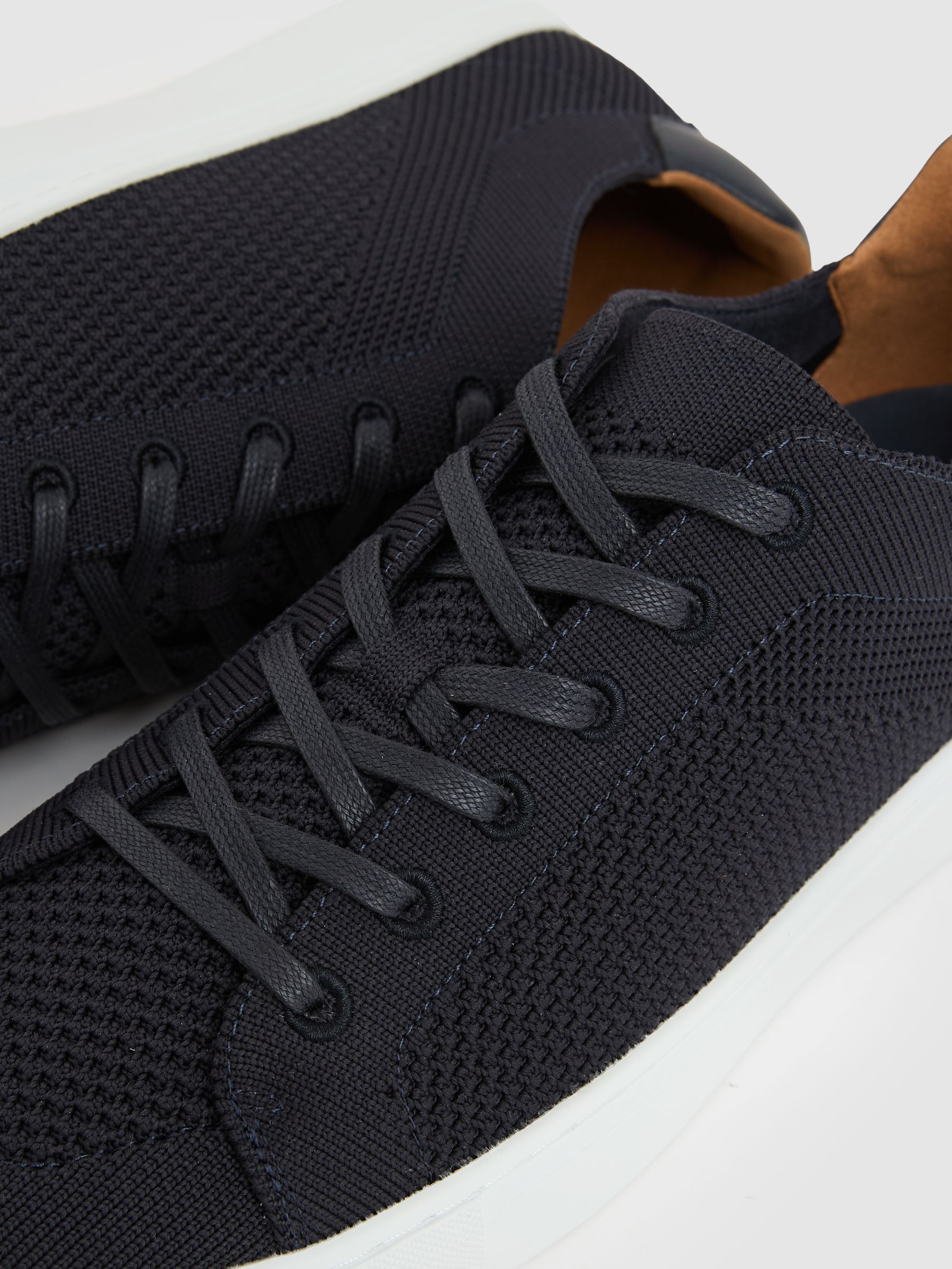 Knitted Low Top Trainers in Navy - Image 4 of 5