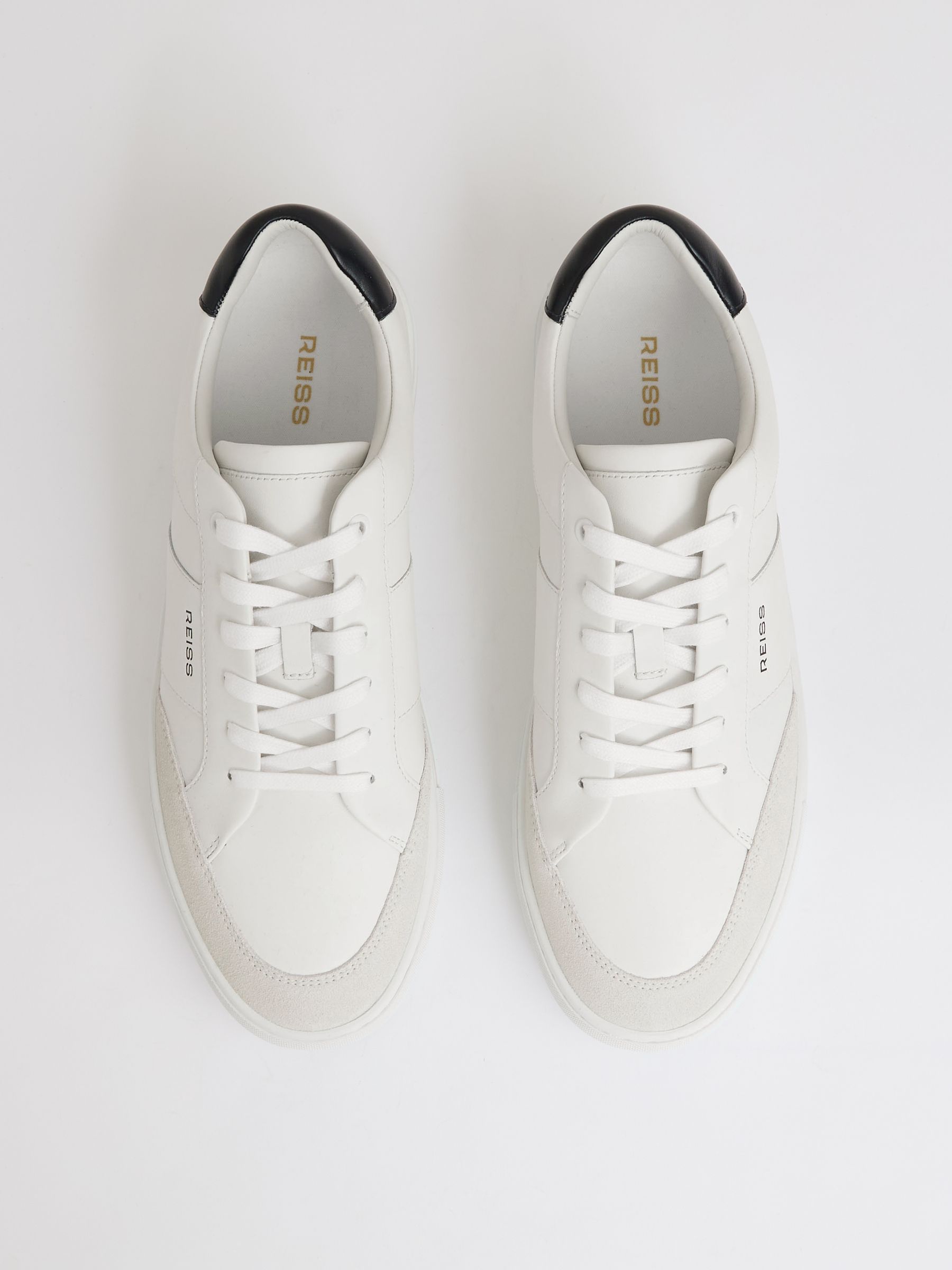 Suede Toe Cap Leather Trainers in White - Image 3 of 5
