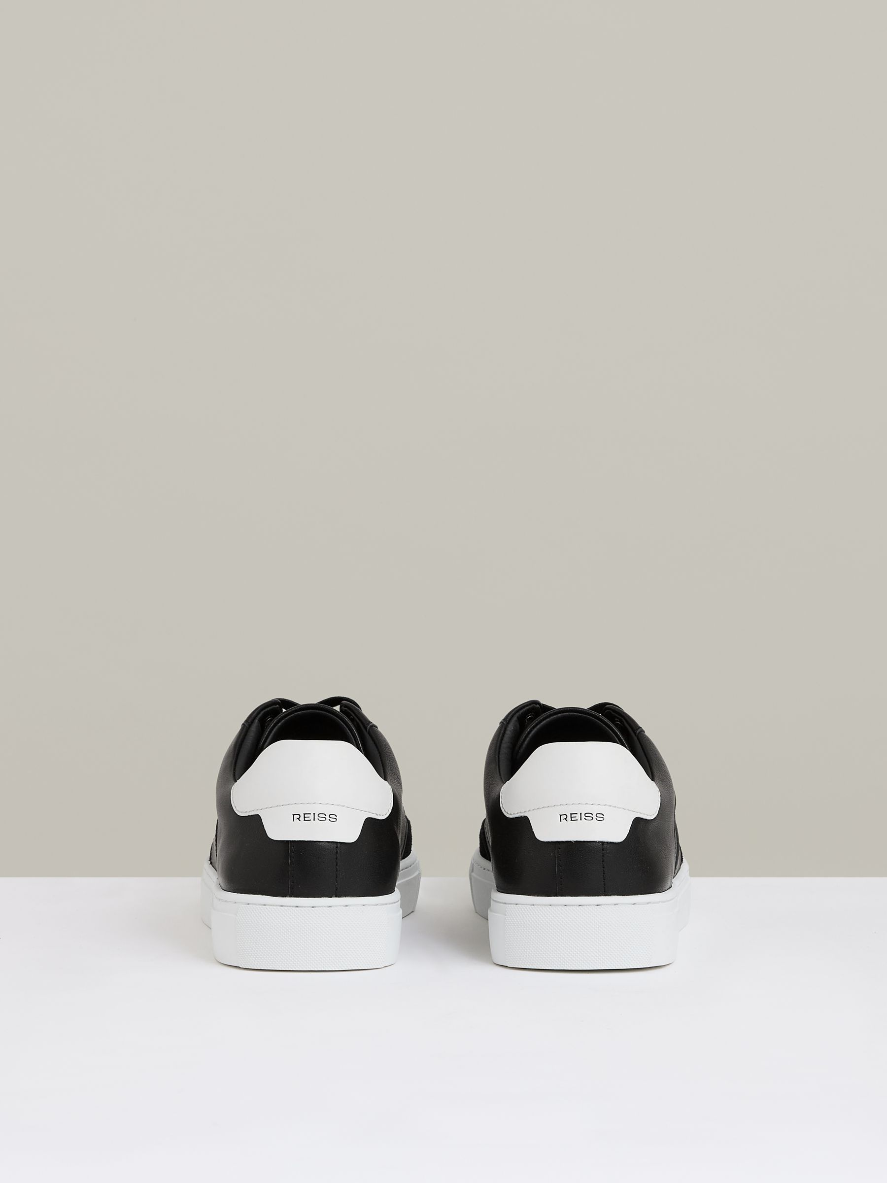 Suede Toe Cap Leather Trainers in Black - Image 5 of 5