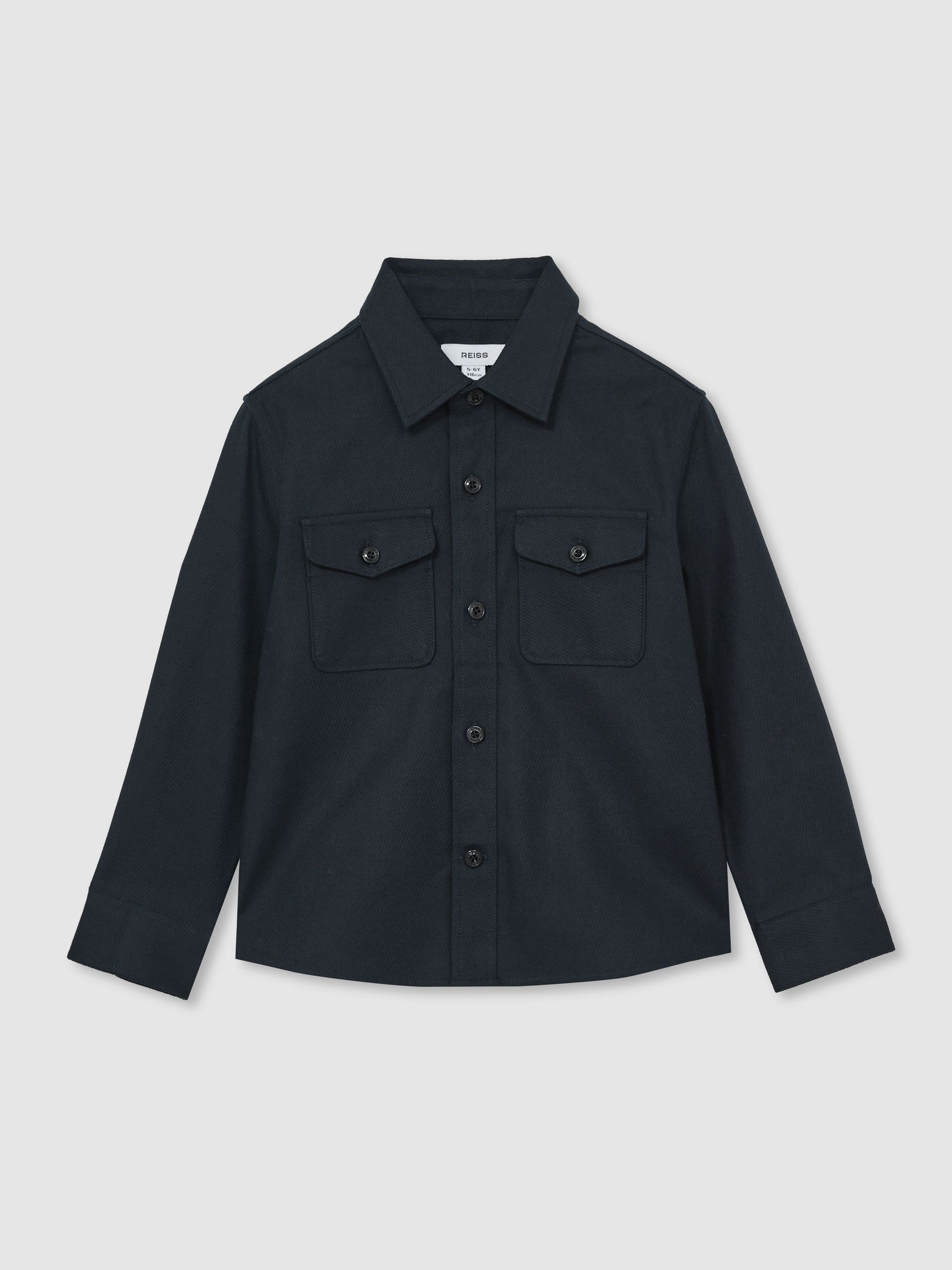 13-14 yrs Twin Pocket Textured Overshirt in Navy - Image 1 of 4