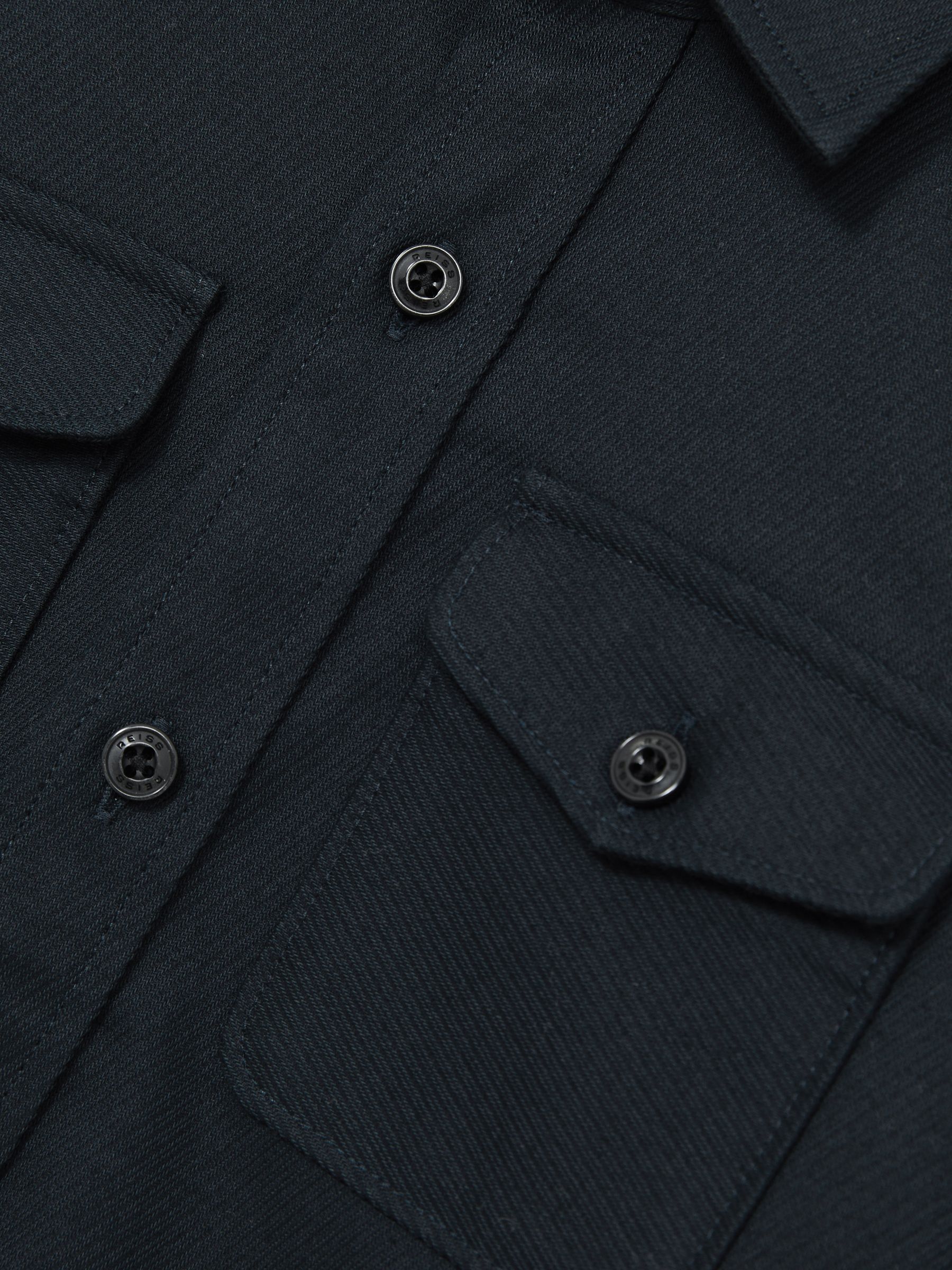 13-14 yrs Twin Pocket Textured Overshirt in Navy - Image 4 of 4