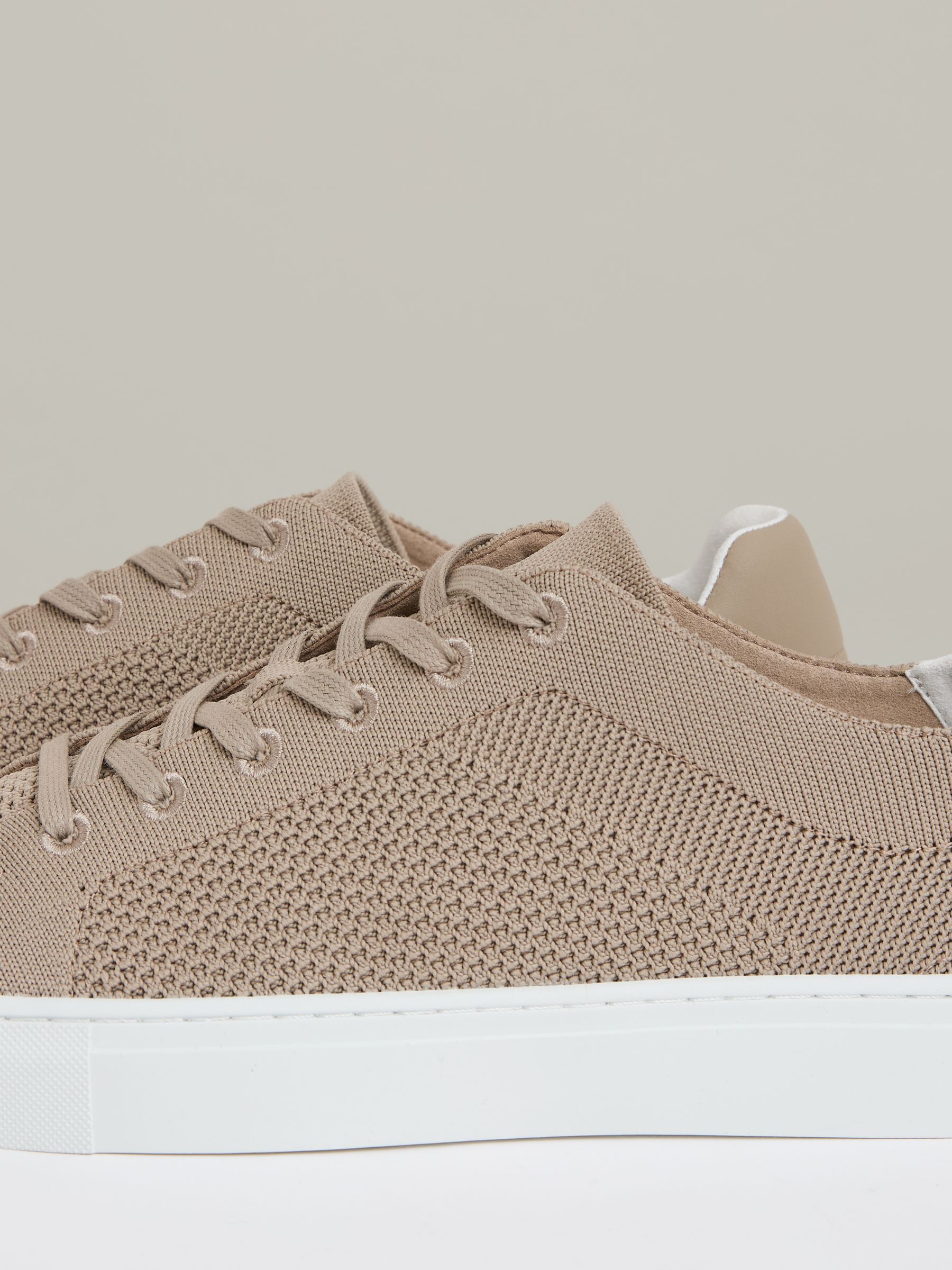 Knitted Low Top Trainers in Light Khaki - Image 4 of 5