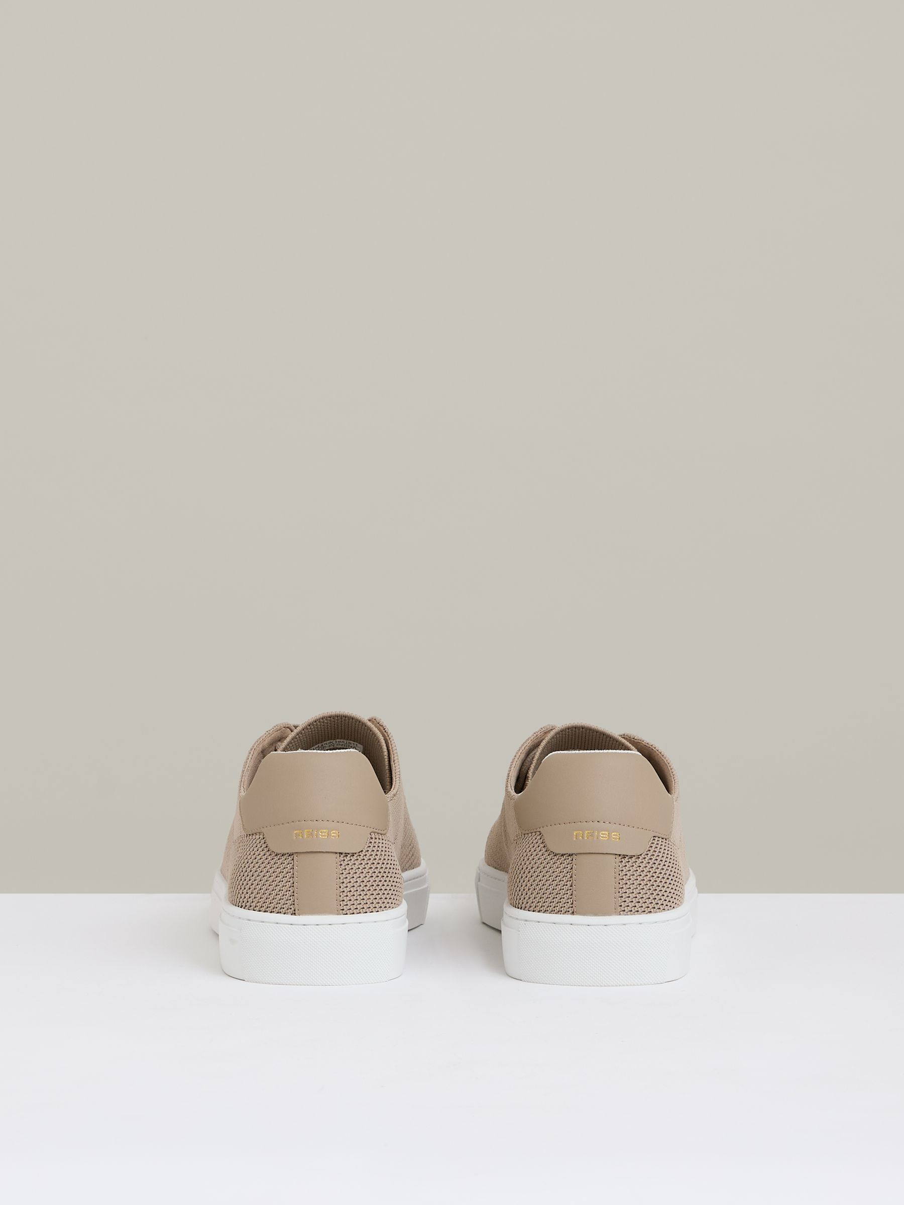 Knitted Low Top Trainers in Light Khaki - Image 5 of 5