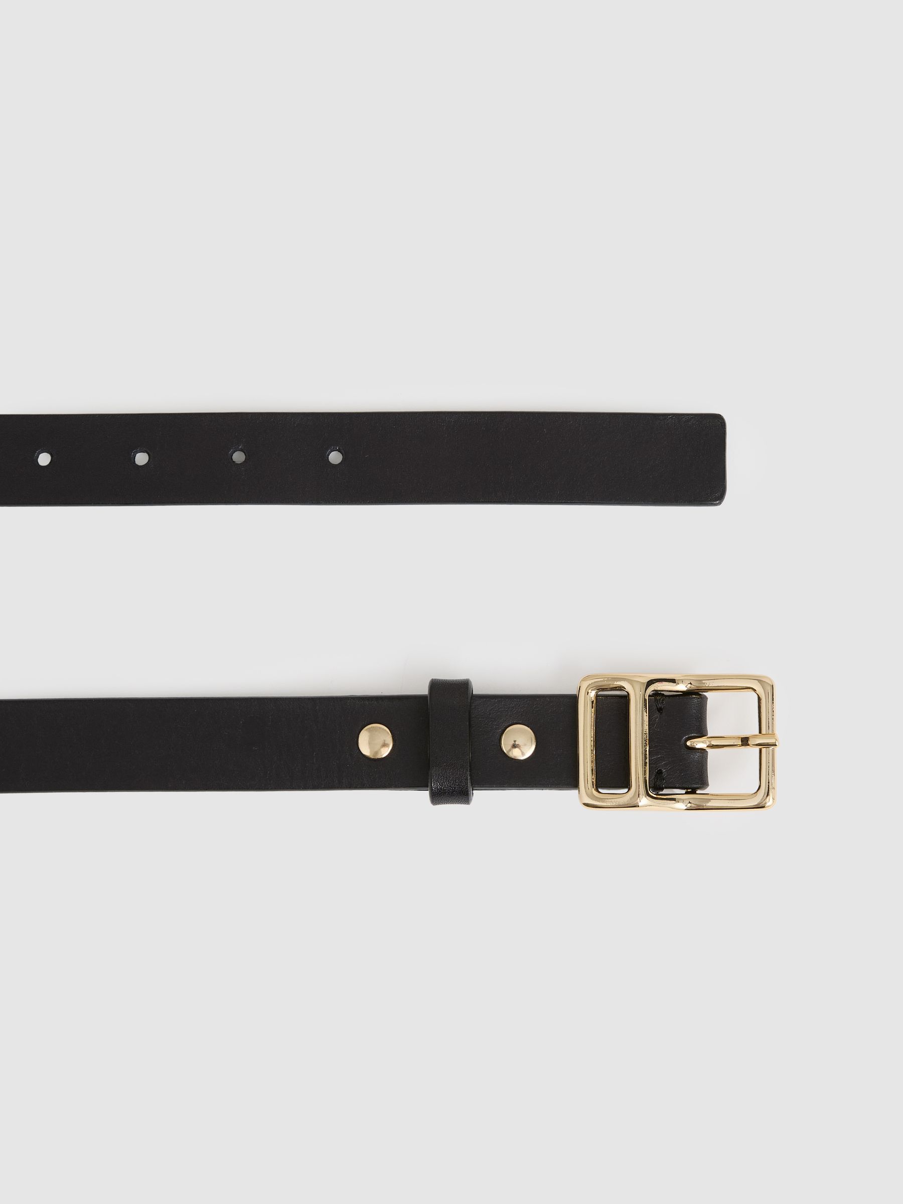 Leather Angled-Buckle Belt in Black - Image 3 of 4