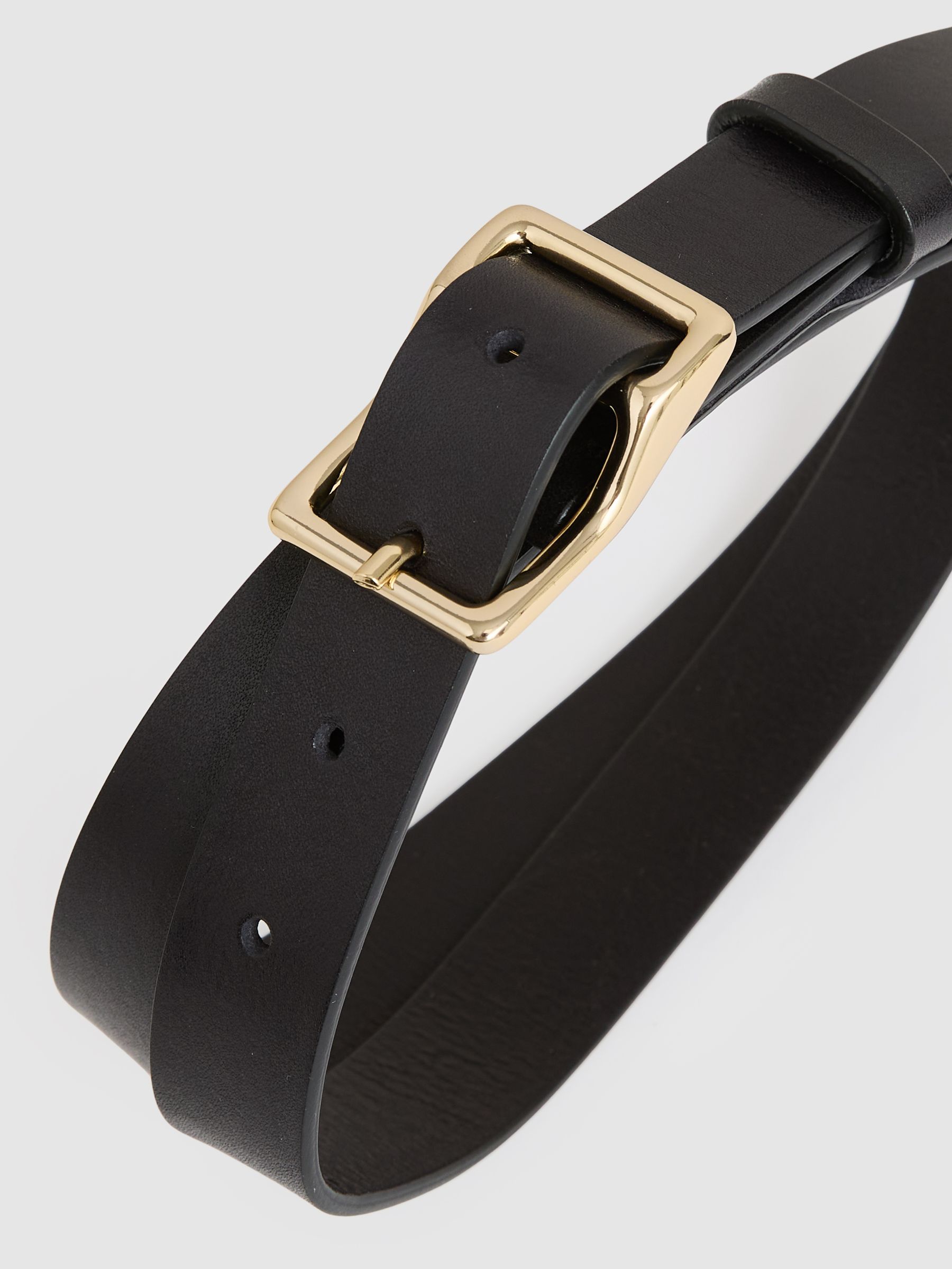 Leather Angled-Buckle Belt in Black - Image 4 of 4