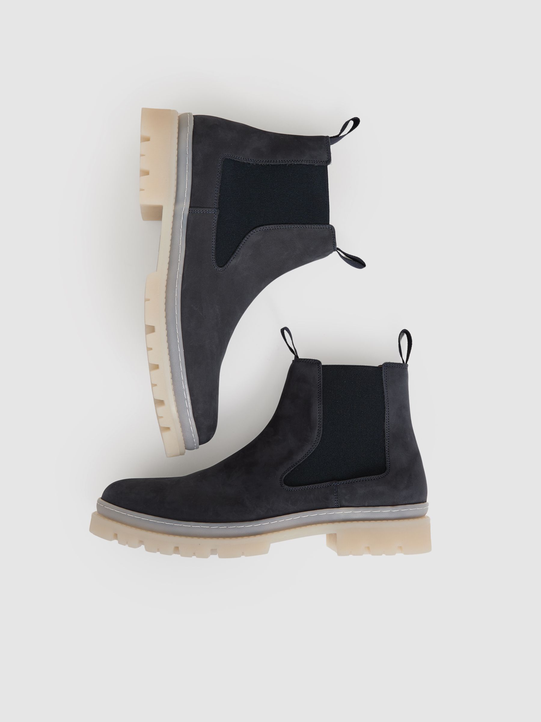 Suede Contrast Sole Chelsea Boots in Dark Navy - Image 3 of 6