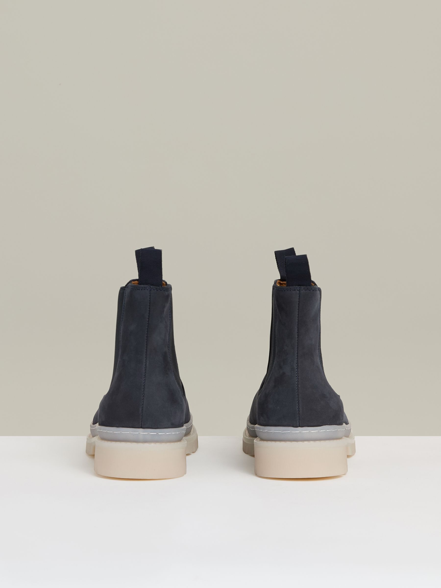 Suede Contrast Sole Chelsea Boots in Dark Navy - Image 4 of 6