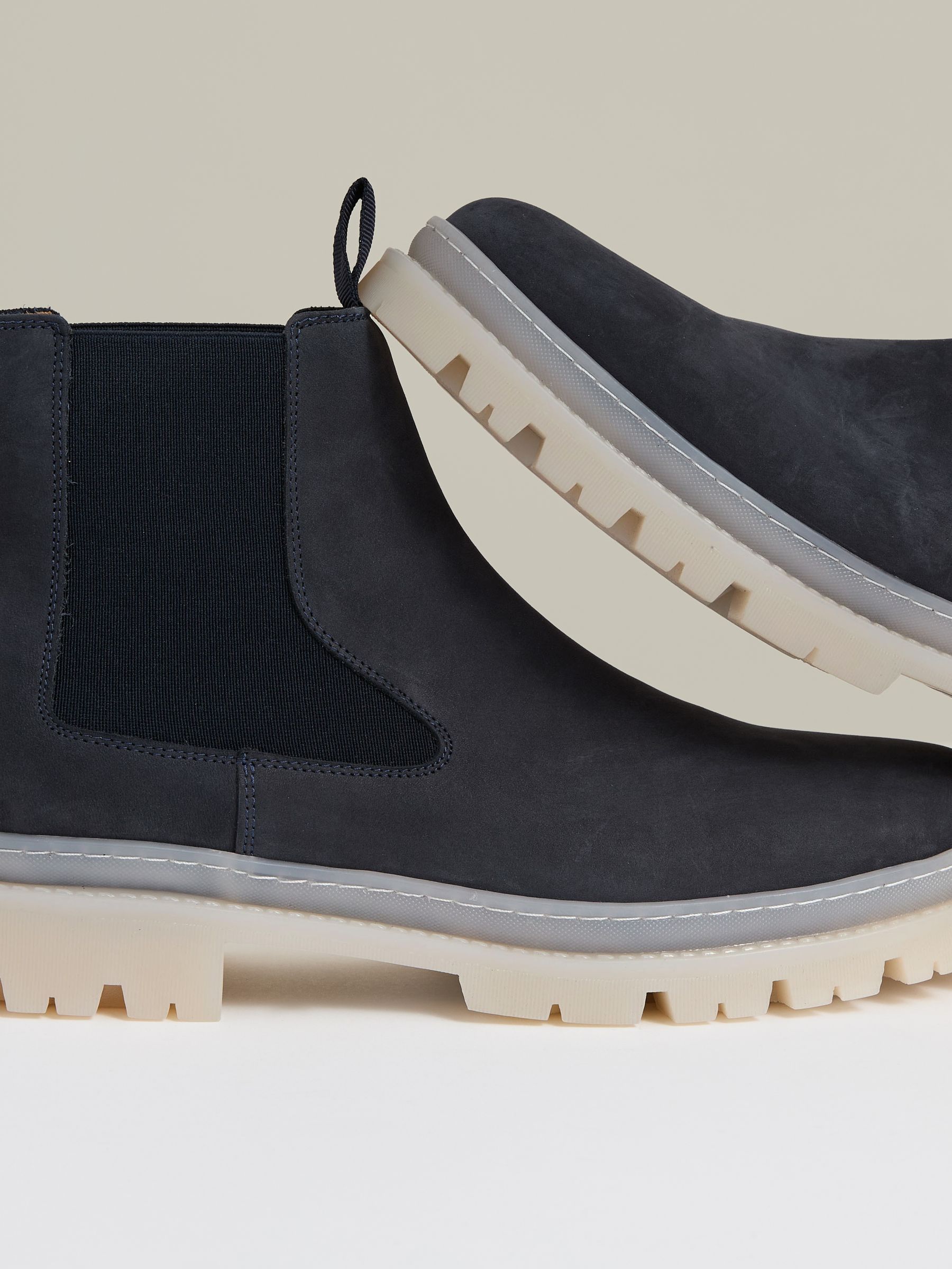 Suede Contrast Sole Chelsea Boots in Dark Navy - Image 6 of 6