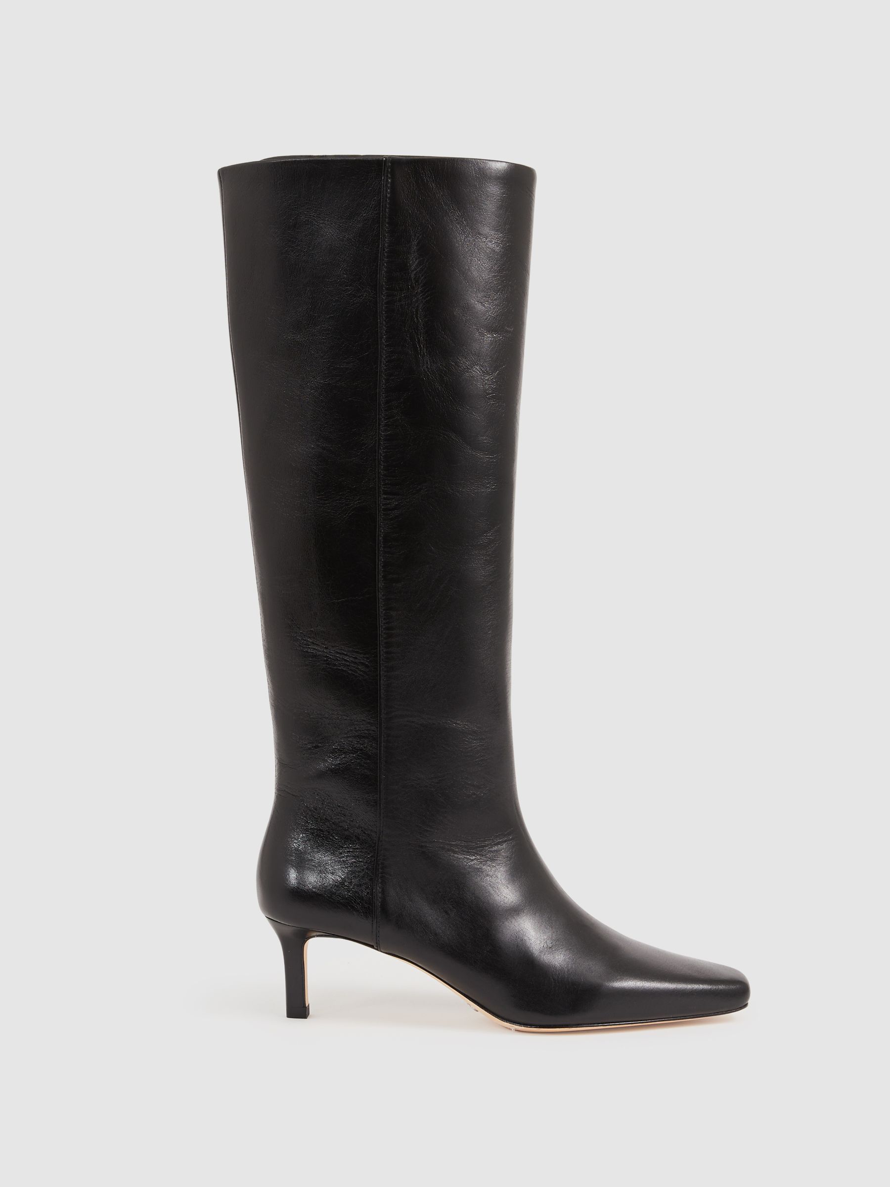 Paige Leather Knee-High Boots in Black - Image 1 of 4