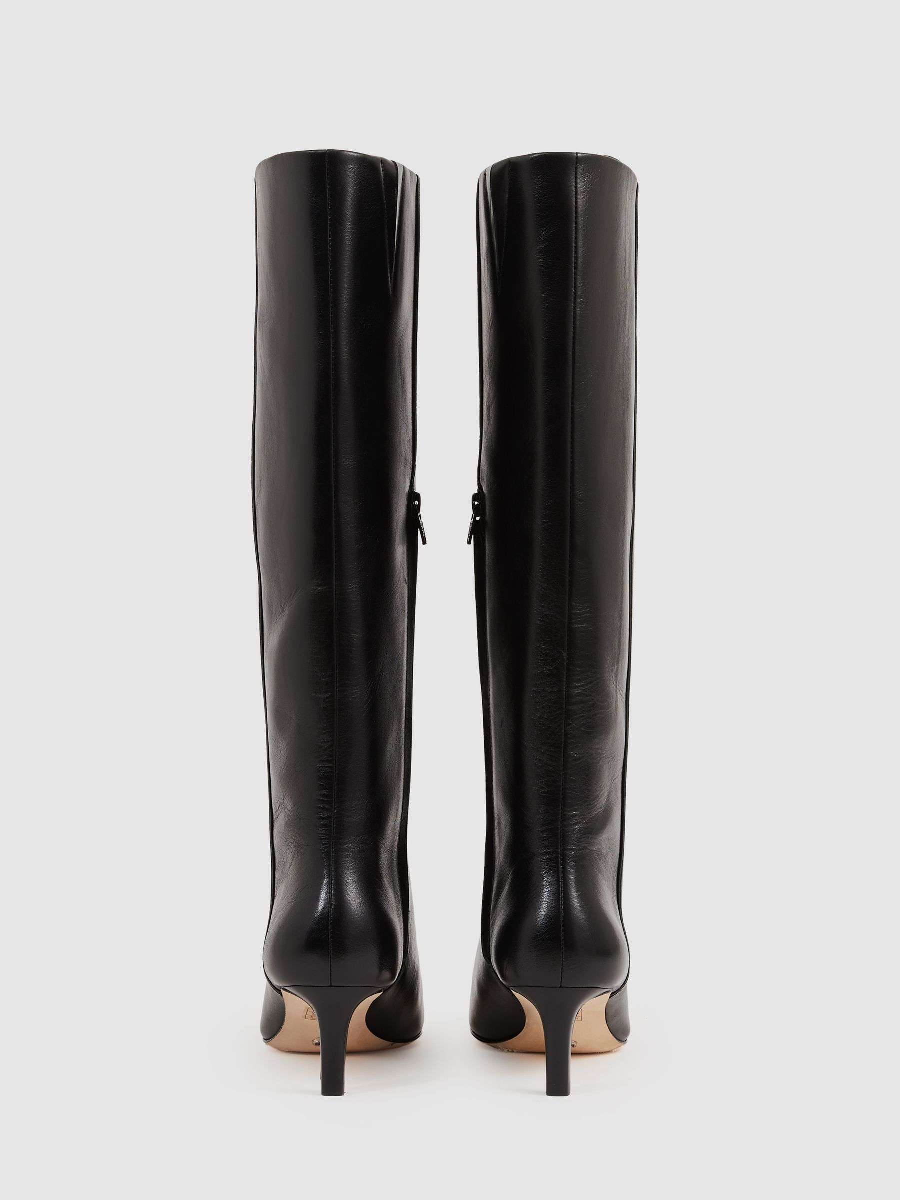 Leather Knee-High Boots in Black - image 2