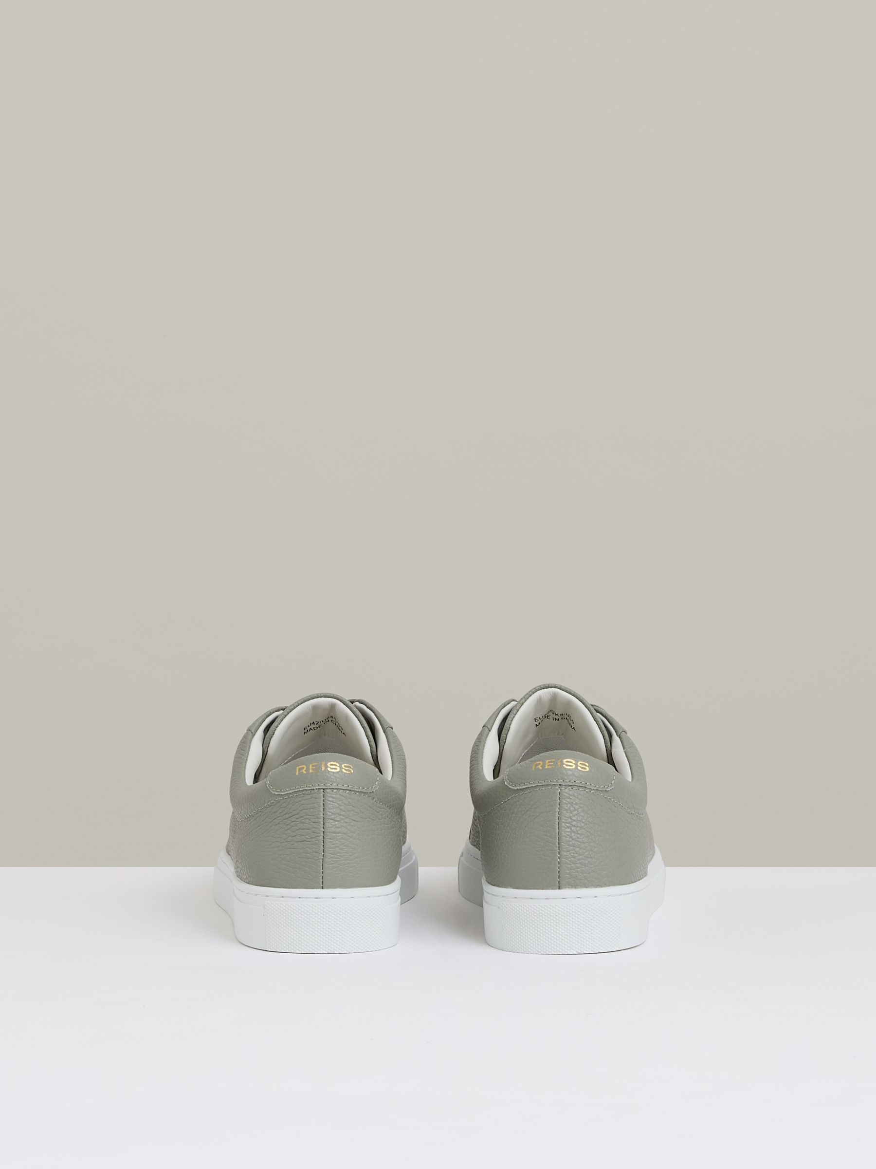 Tumbled Leather Trainers in Mint Green - Image 5 of 5