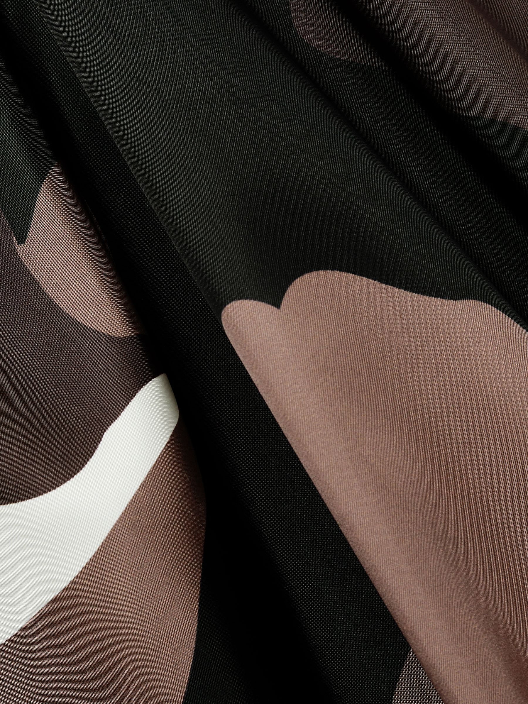 Satin Floral Tuck Midi Dress in Brown - Image 6 of 6