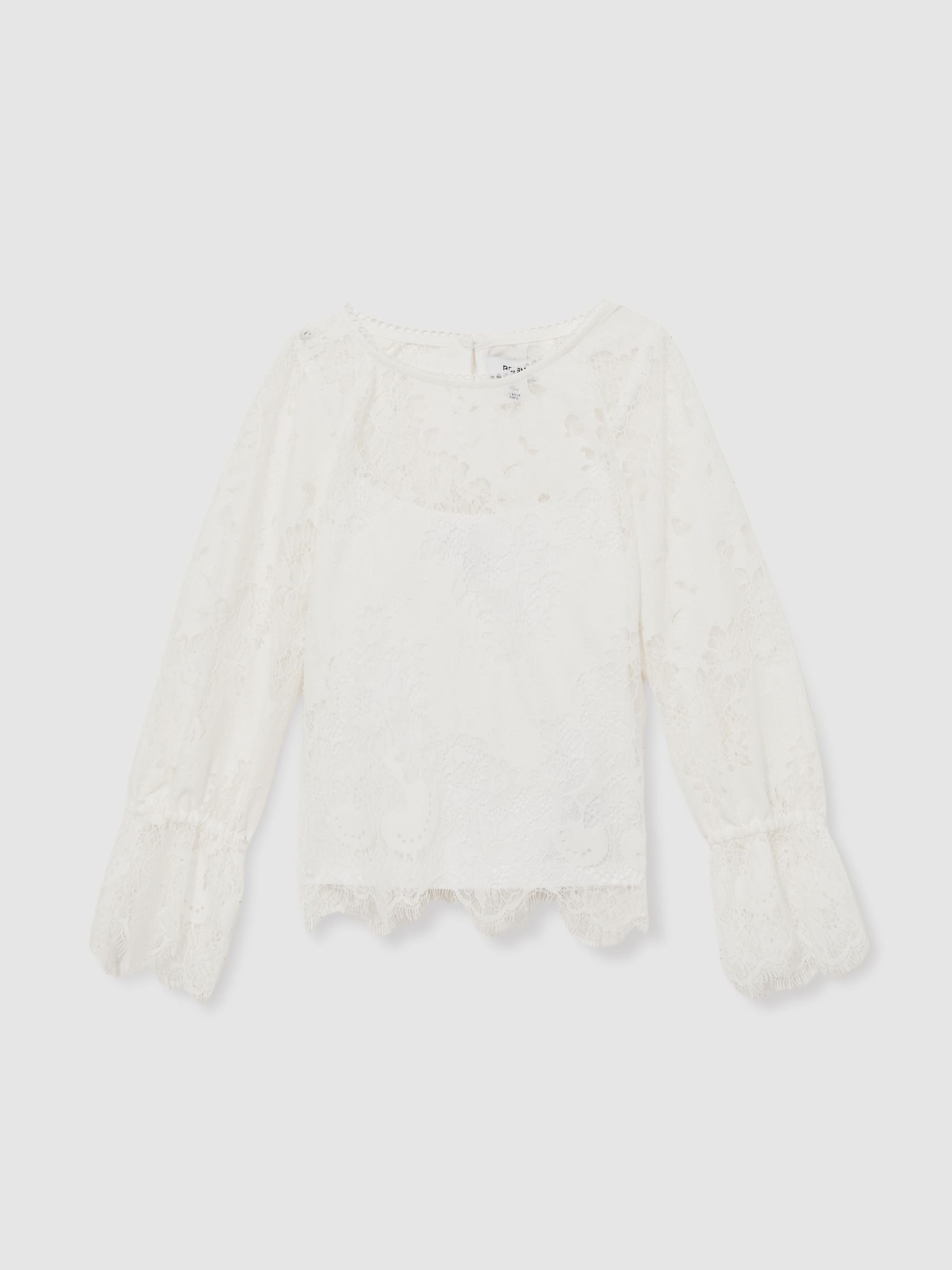 Lace Long-Sleeve Top in Ivory - Image 2 of 4