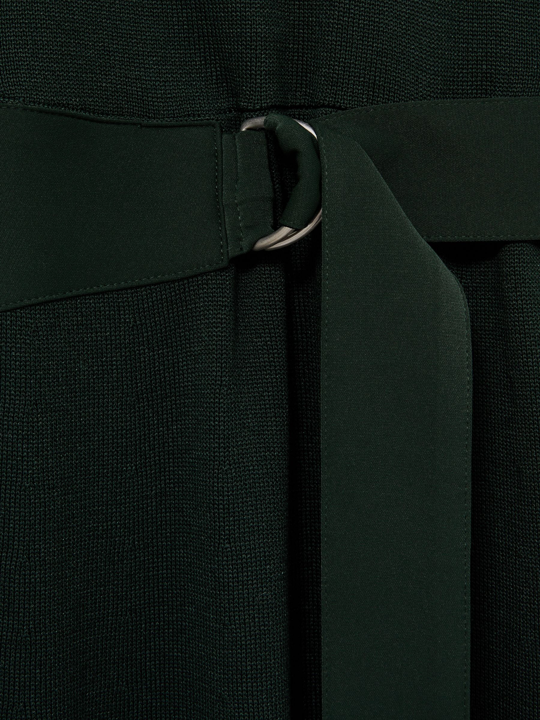 Petite Compact-Knit Belted Midi Dress in Dark Green - Image 6 of 7