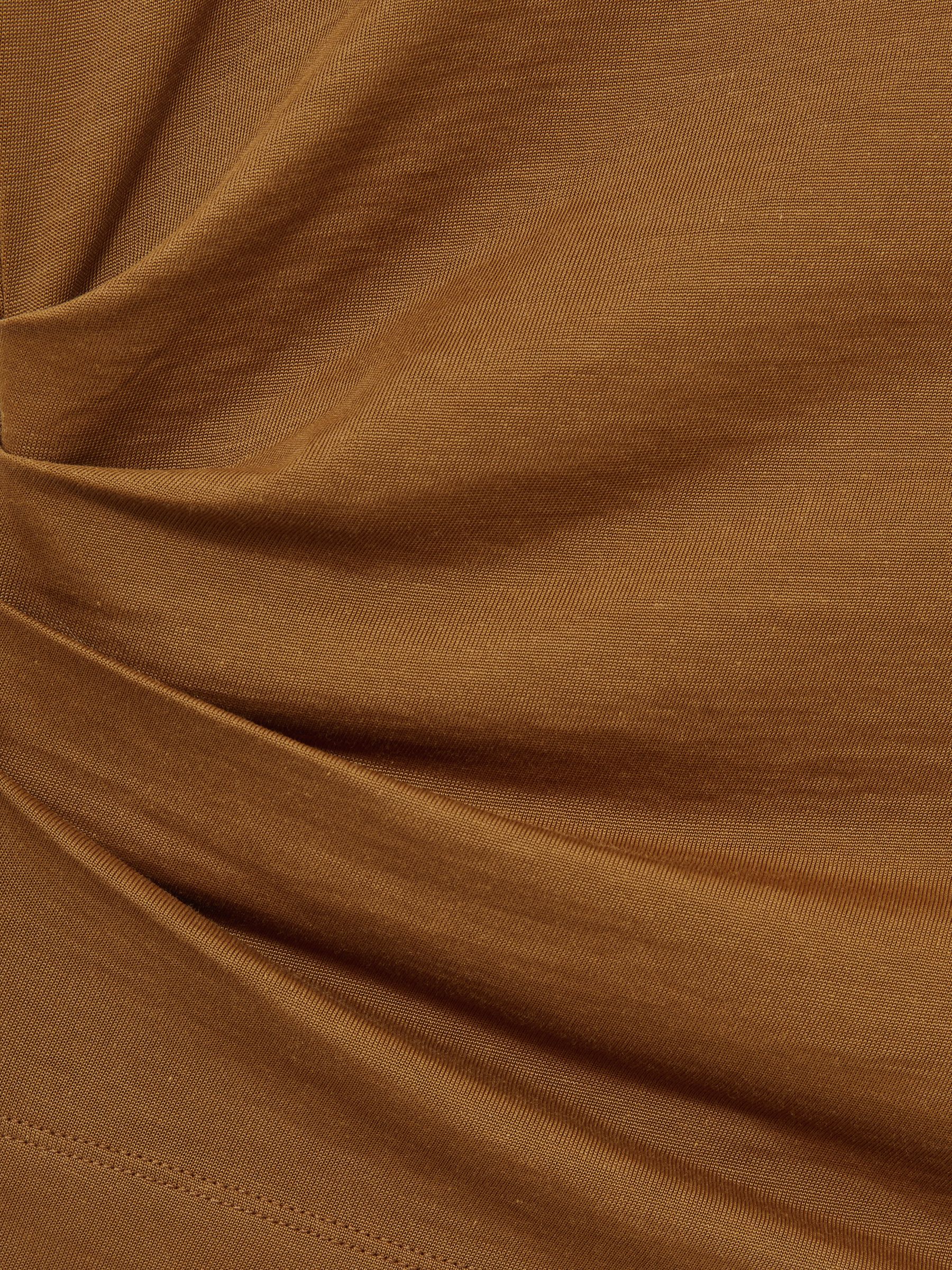 Shoulder-Pad Ruched Jersey Top in Ochre - Image 7 of 7