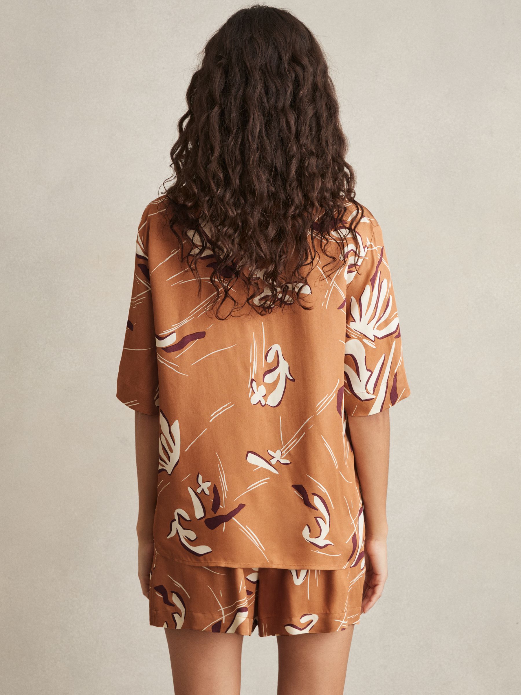 Printed Cuban-Collar Shirt in Rust - image 3