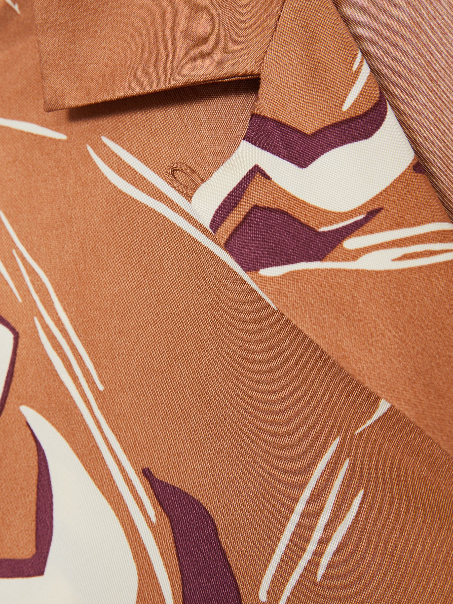Printed Cuban-Collar Shirt in Rust - image 5