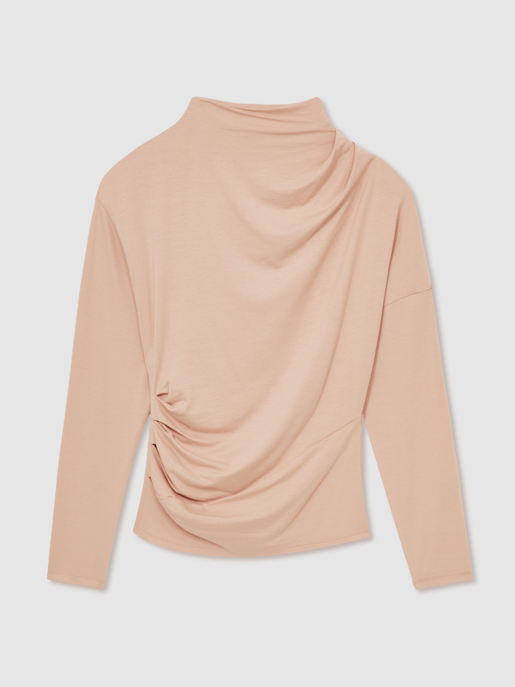 Draped Jersey Long-Sleeve Top in Blush - Image 2 of 5