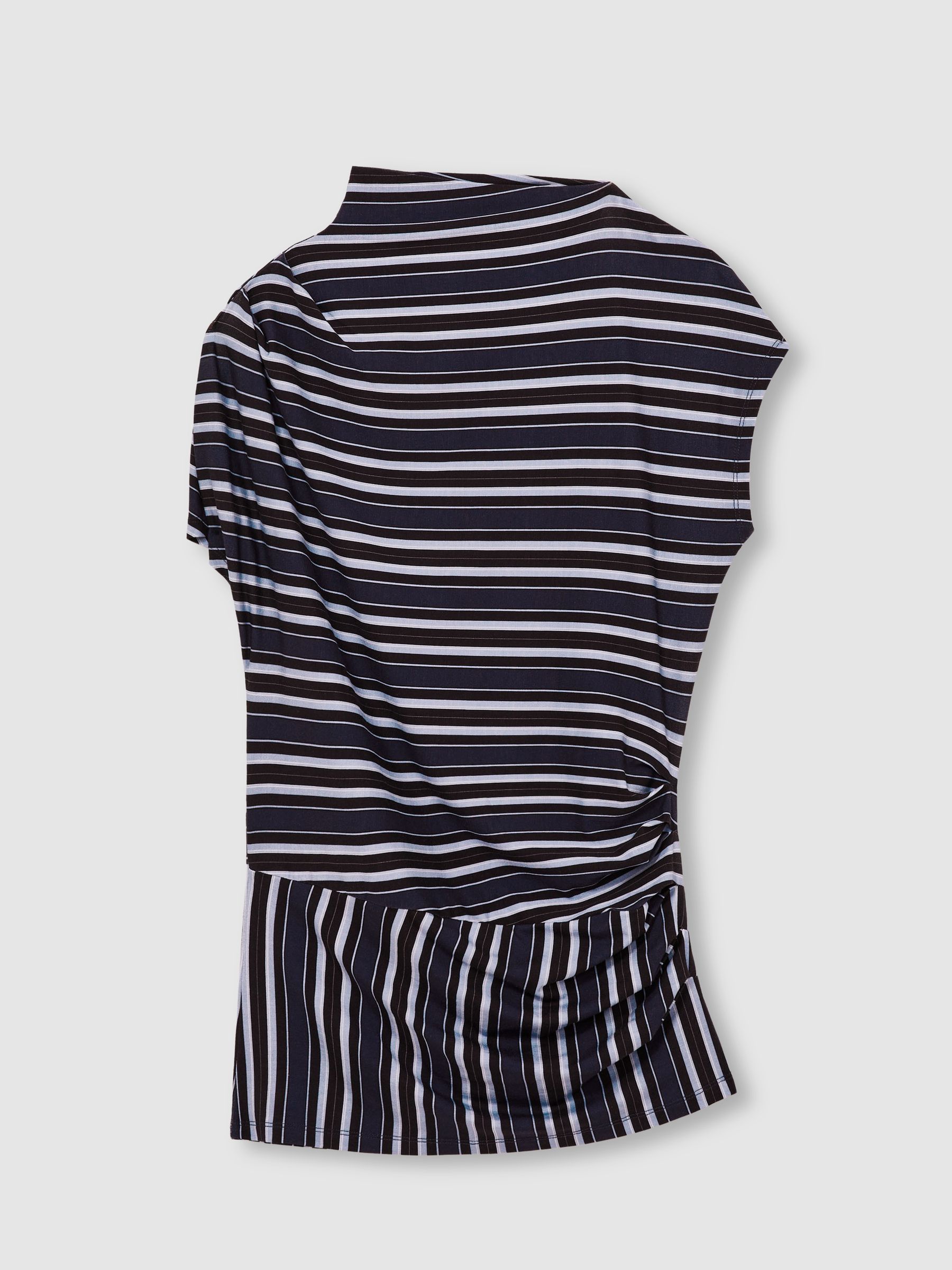 Stripe-Print Draped Top in Blue - Image 2 of 6